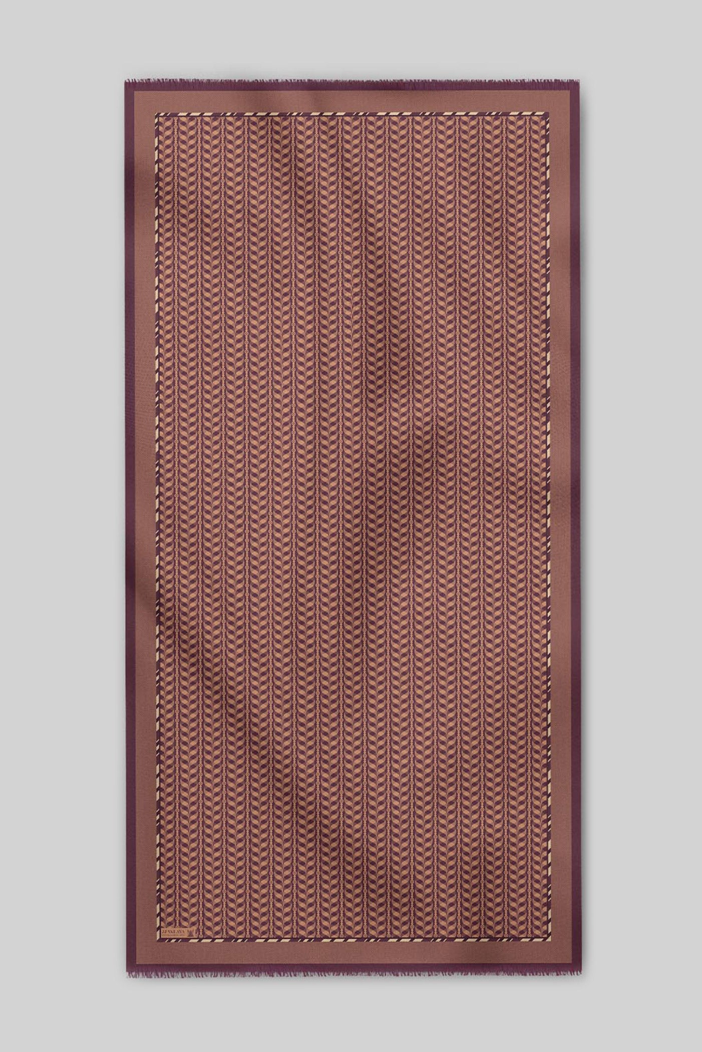 Soft Coral - Maroon Chevron Cashmere Shawl