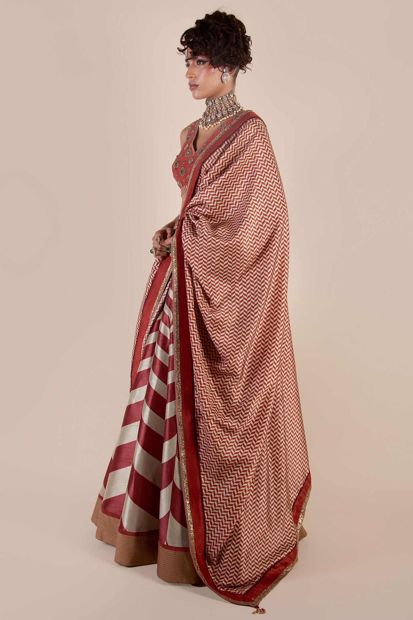 Rust - Ivory Chevron Stole | CHHĒ