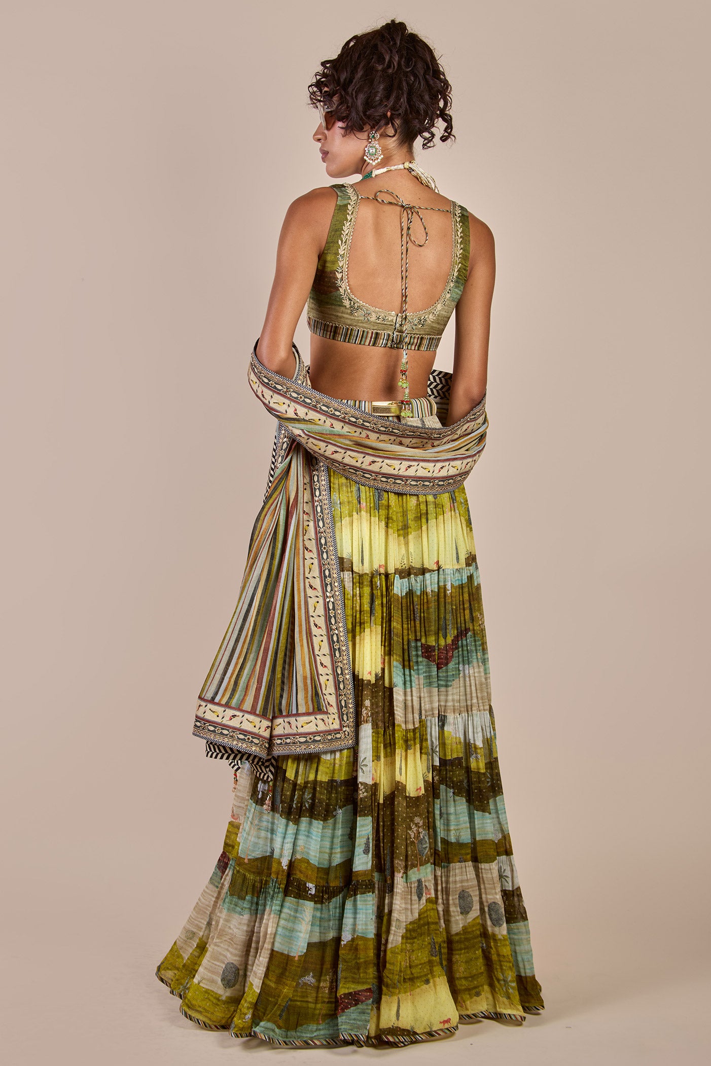 Olive Multi Hued Skirt Set | CHHĒ