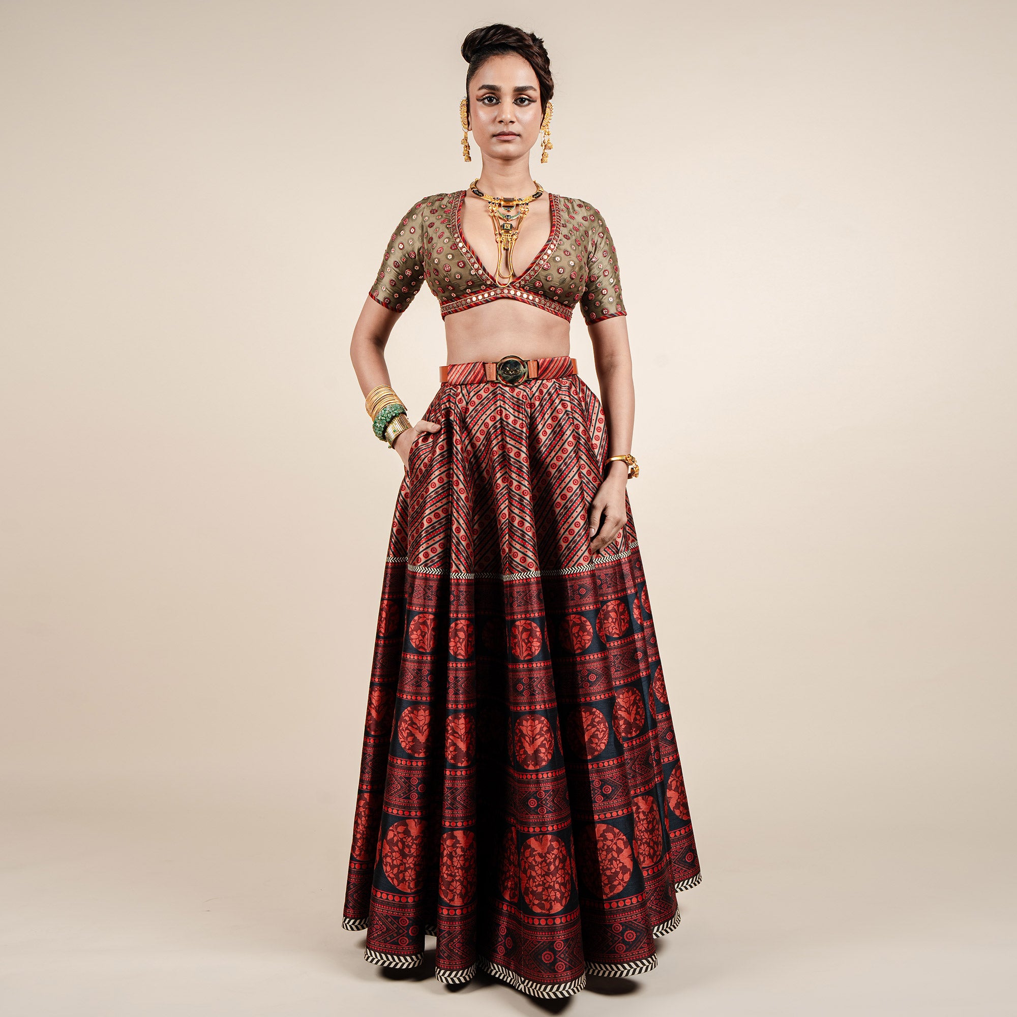 Carmine Red Skirt Set | CHAR