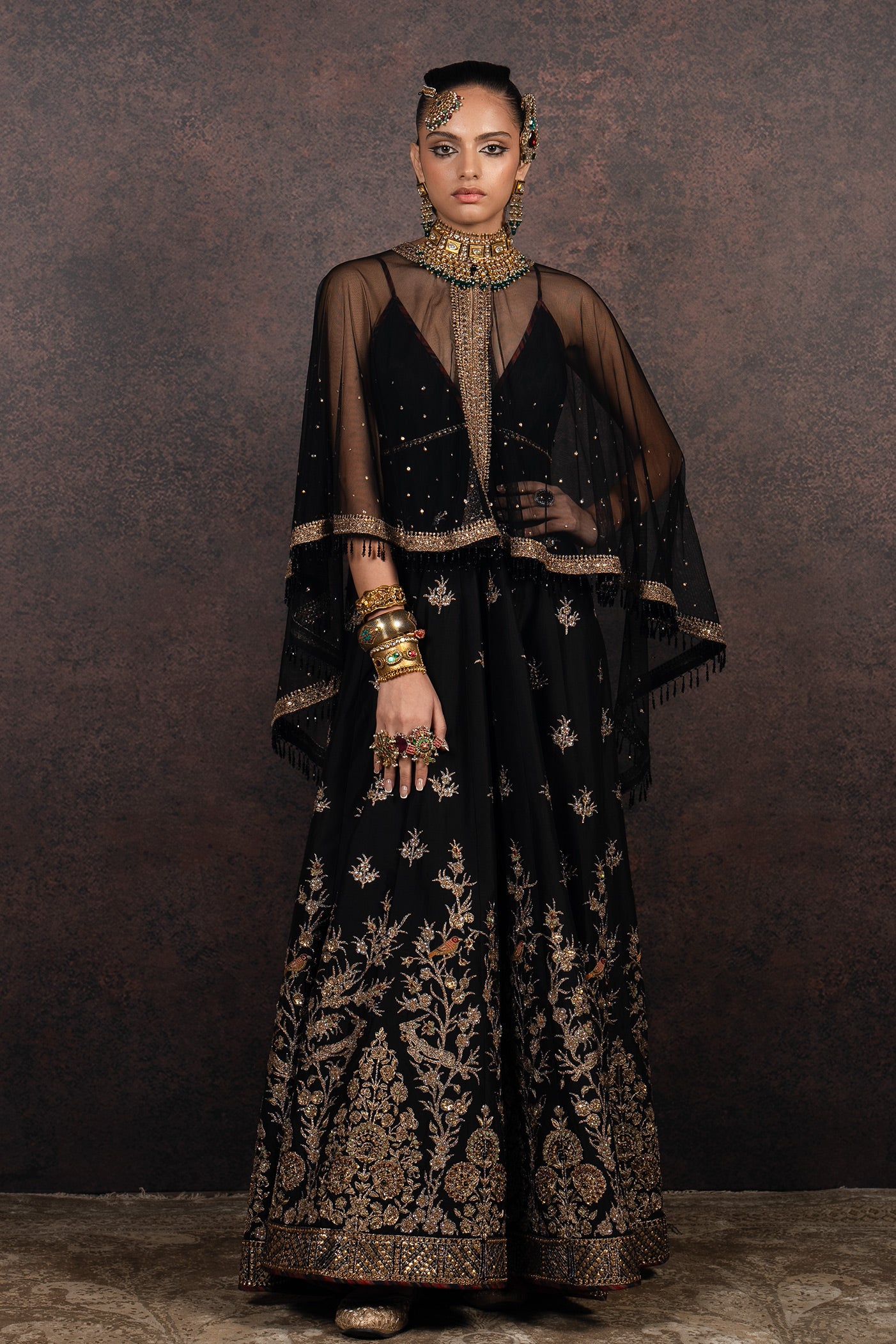 Caviar Black Anarkali Set | MURAQQA