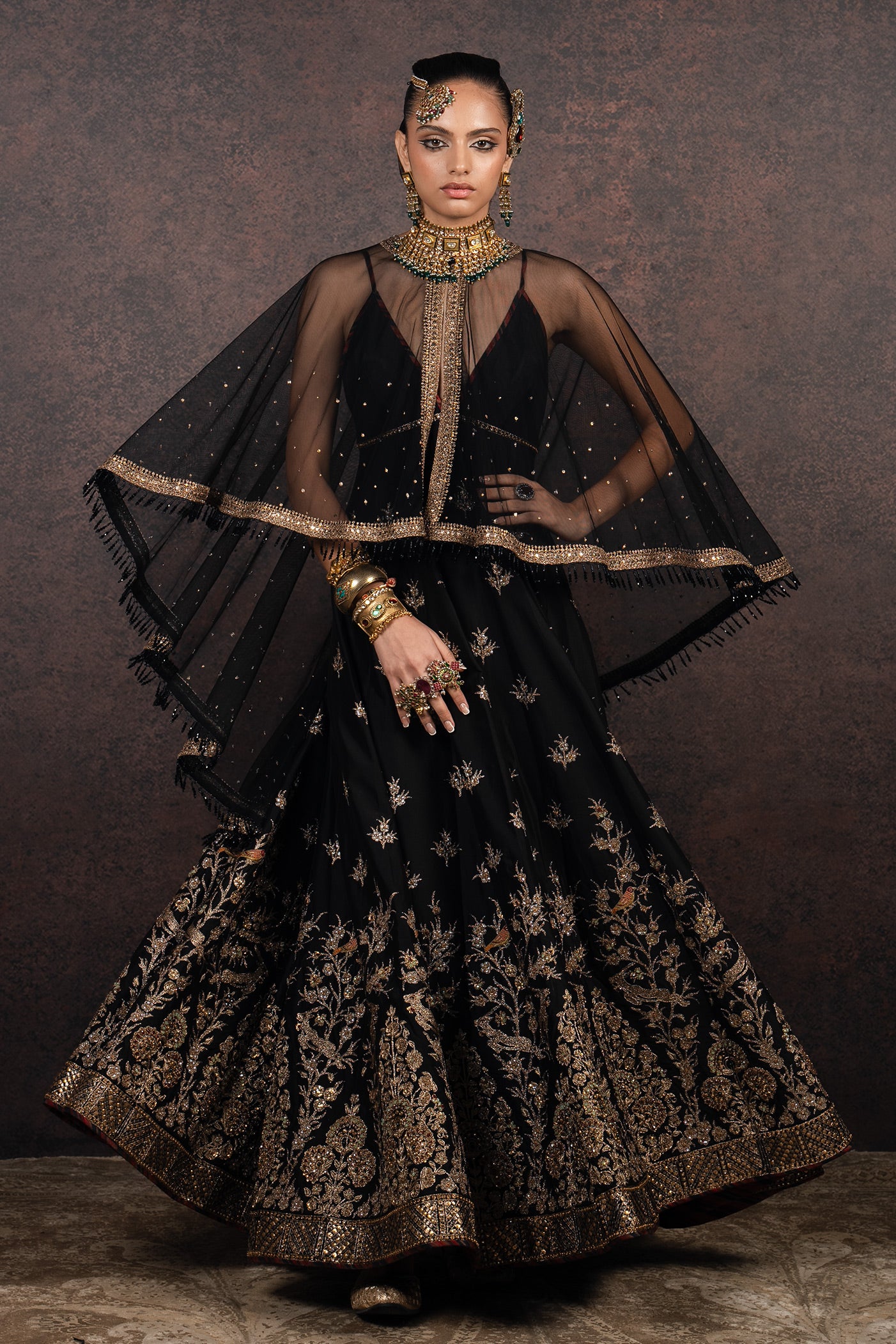 Caviar Black Anarkali Set | MURAQQA