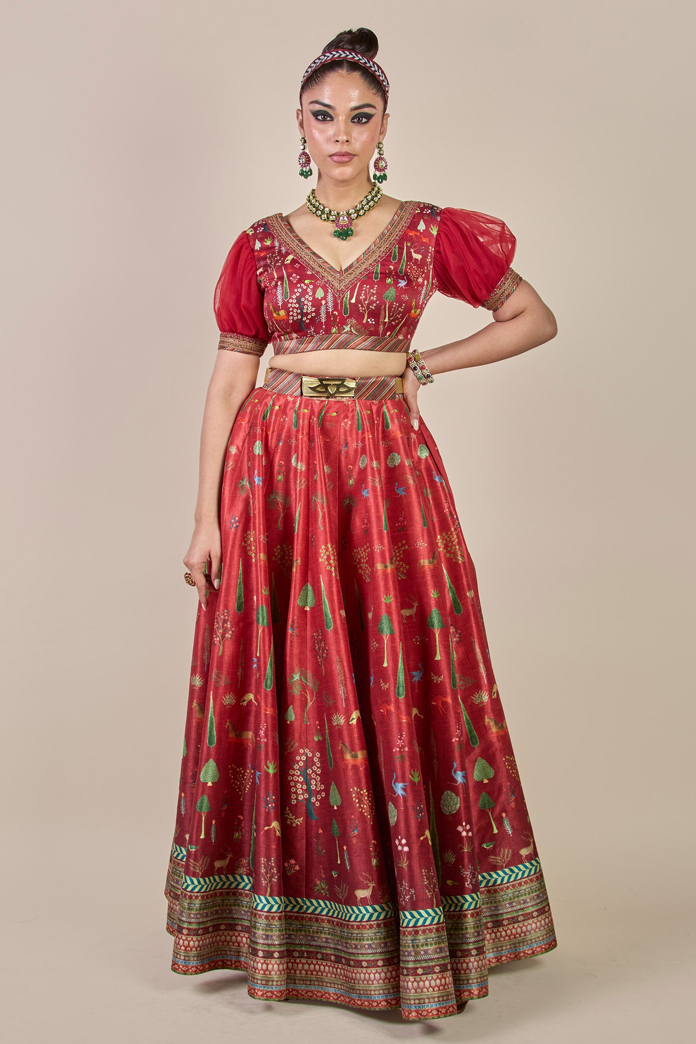 Crimson Red Ombre Skirt Set | PANJ