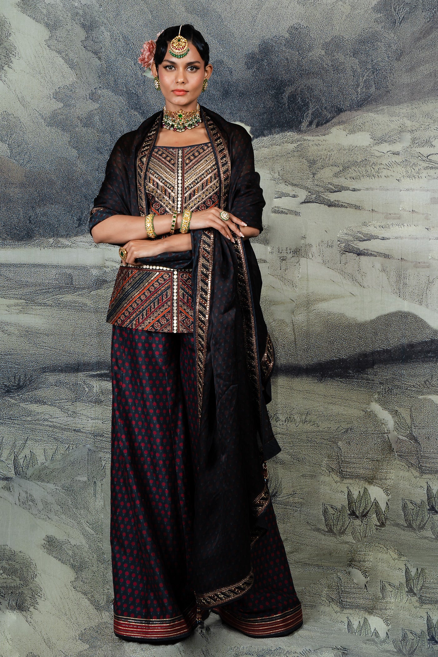 Dark Violet Sharara Set | BARODA