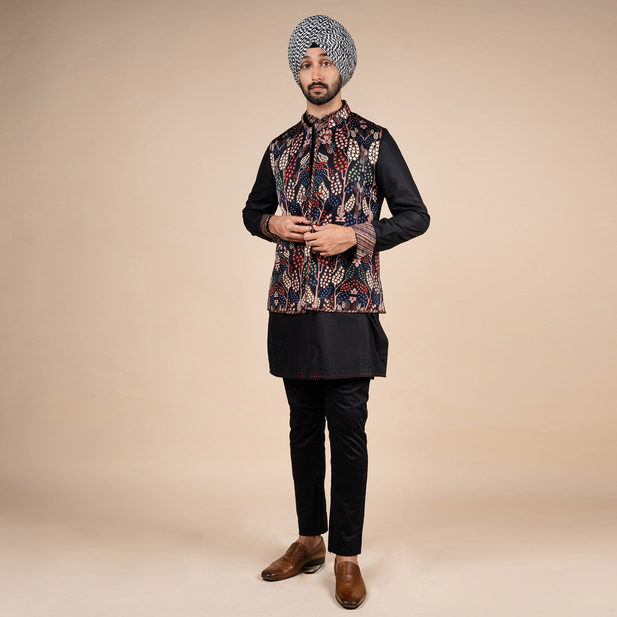 Floral Print Nehru Jacket | PANJ