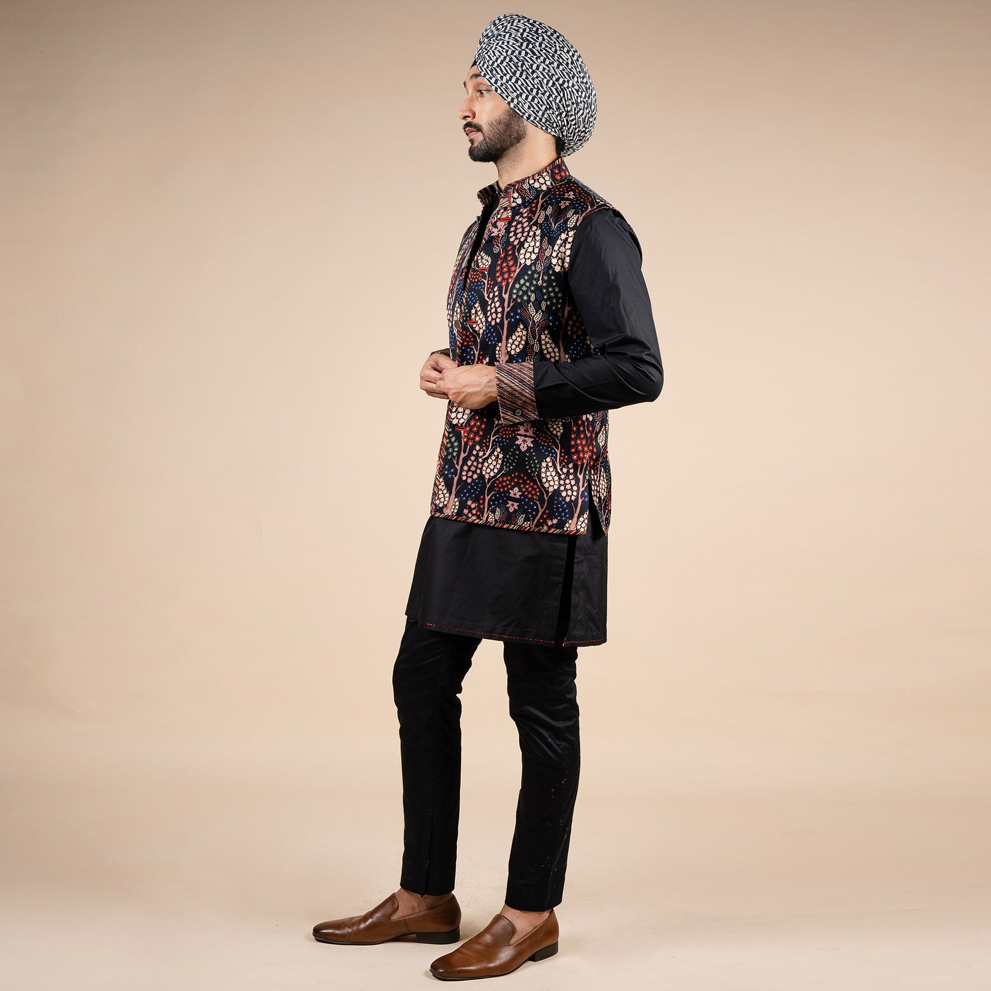 Floral Print Nehru Jacket | PANJ