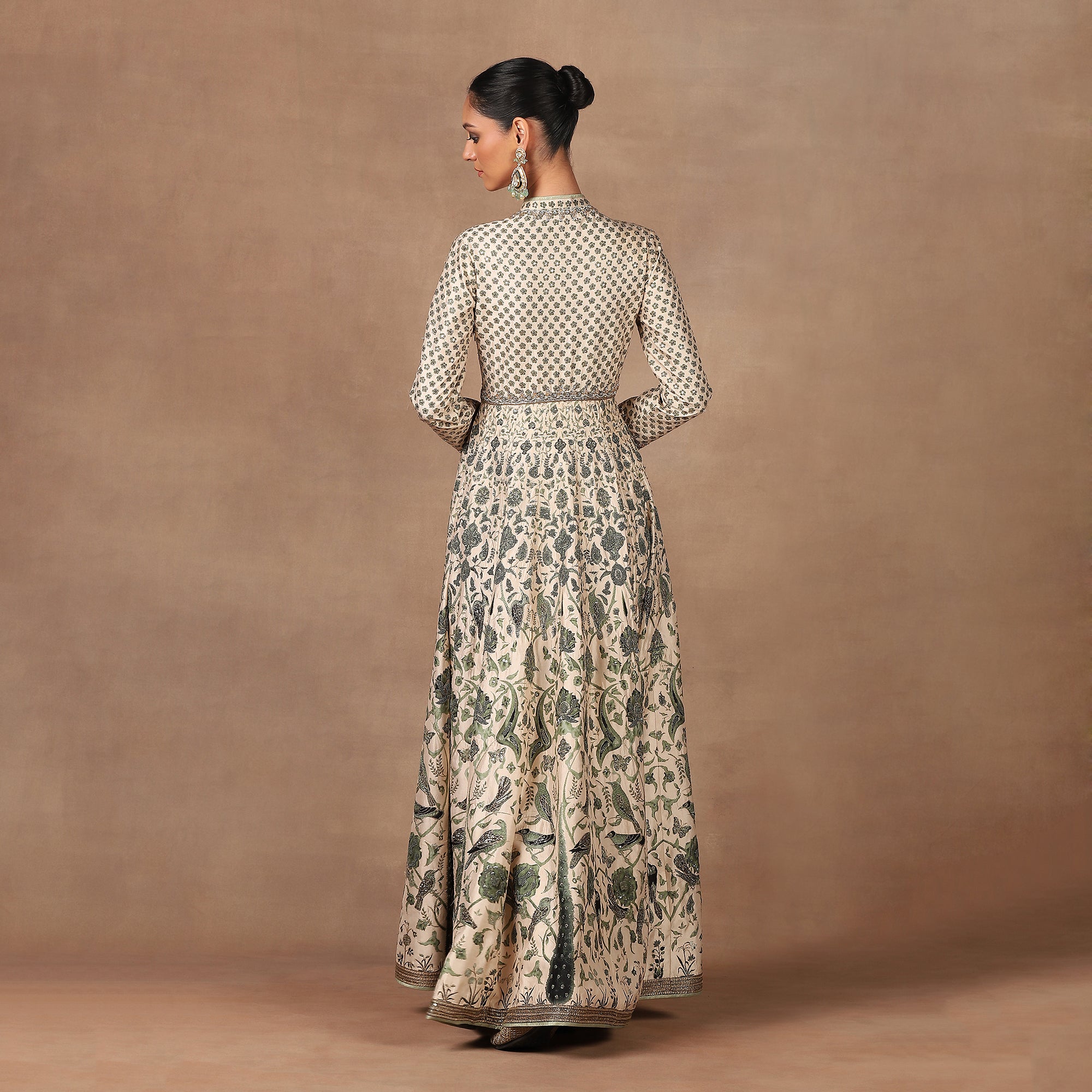 Green - Ivory Anarkali Set | MURAQQA