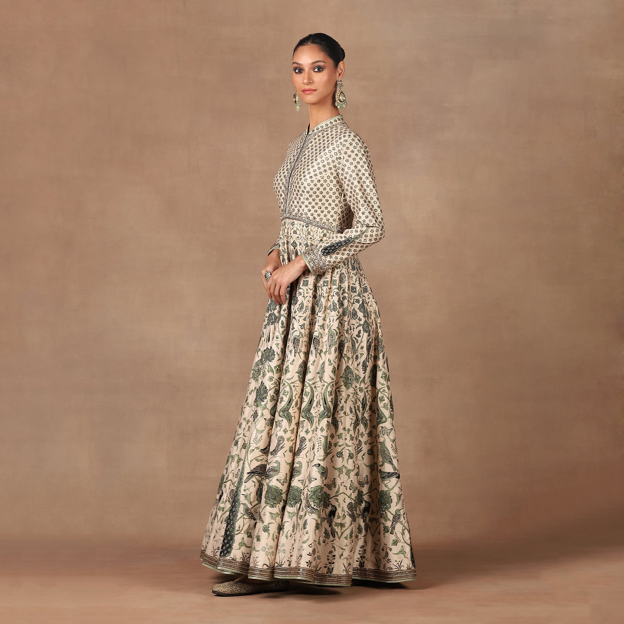 Green - Ivory Anarkali Set | MURAQQA