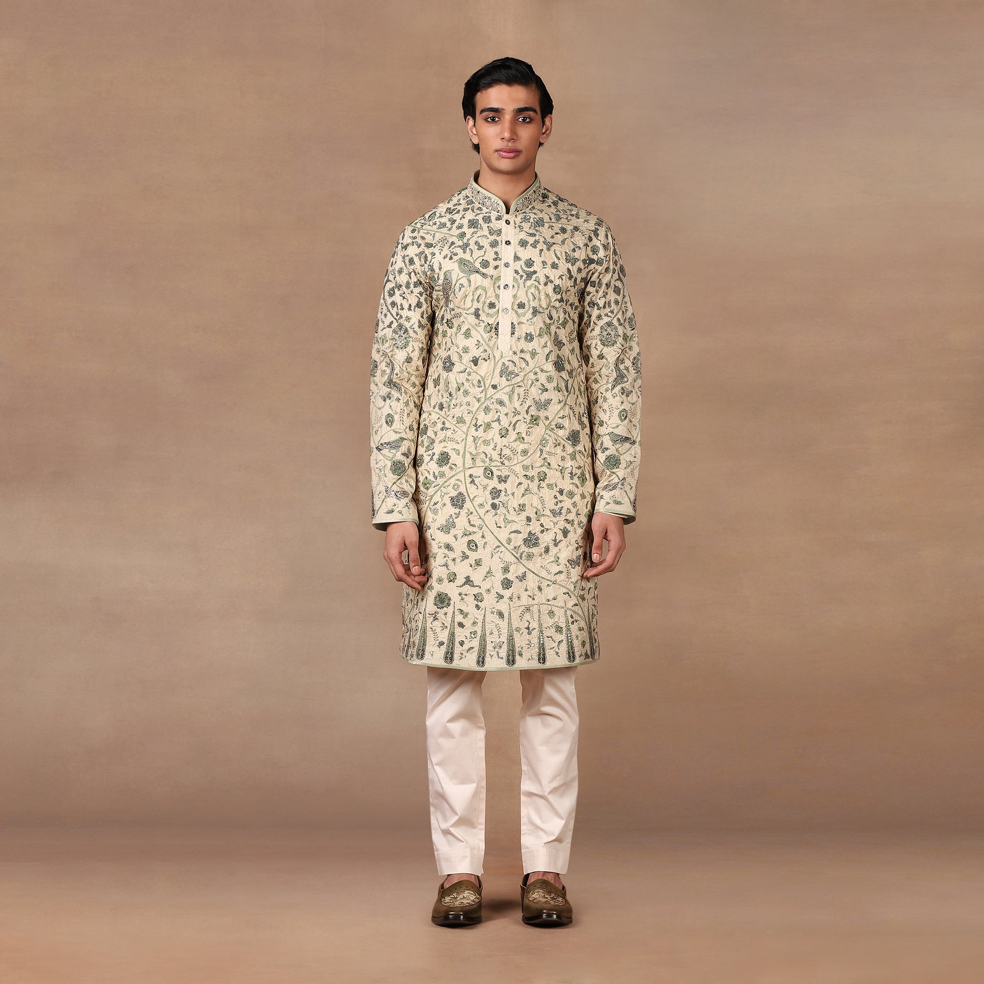 Green - Ivory Kurta Set | MURAQQA