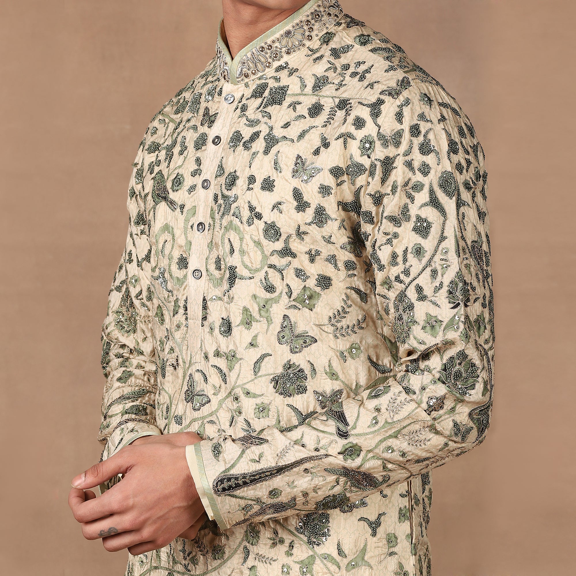 Green - Ivory Kurta Set | MURAQQA