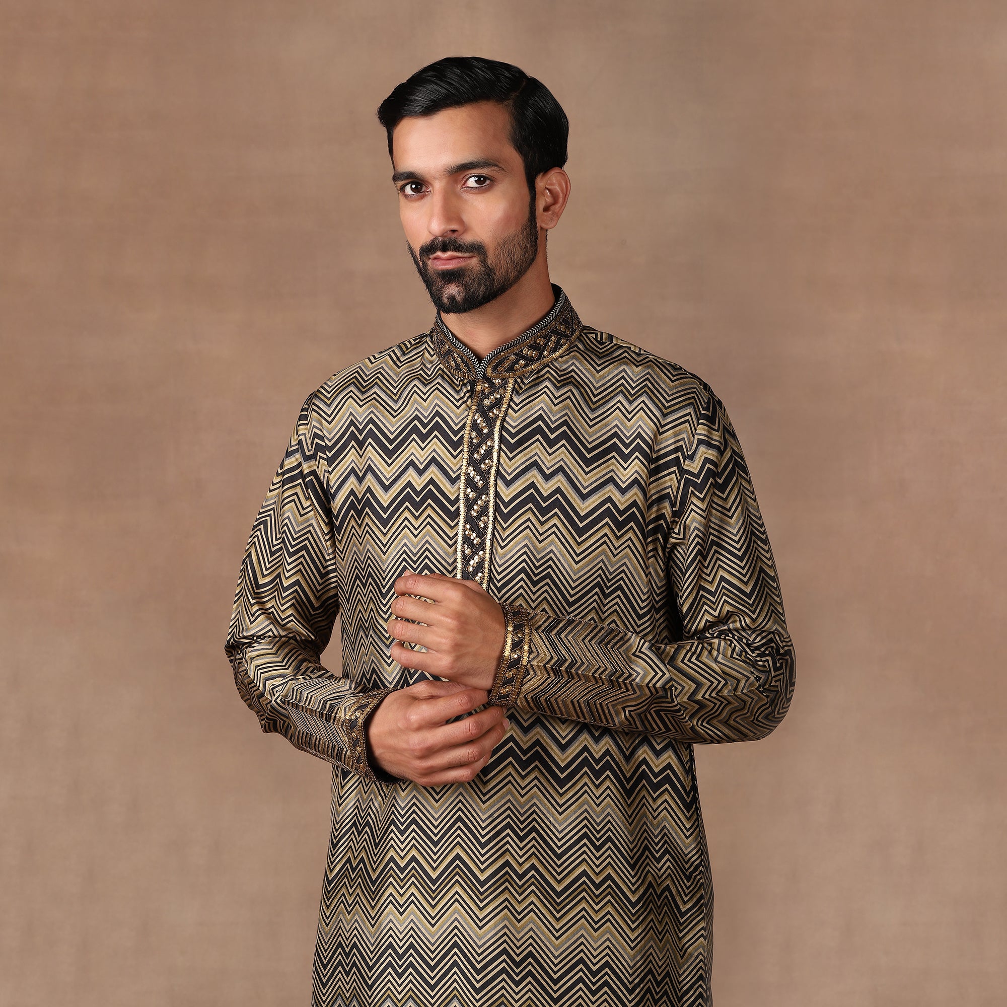 Gold - Black Kurta Set | MURAQQA