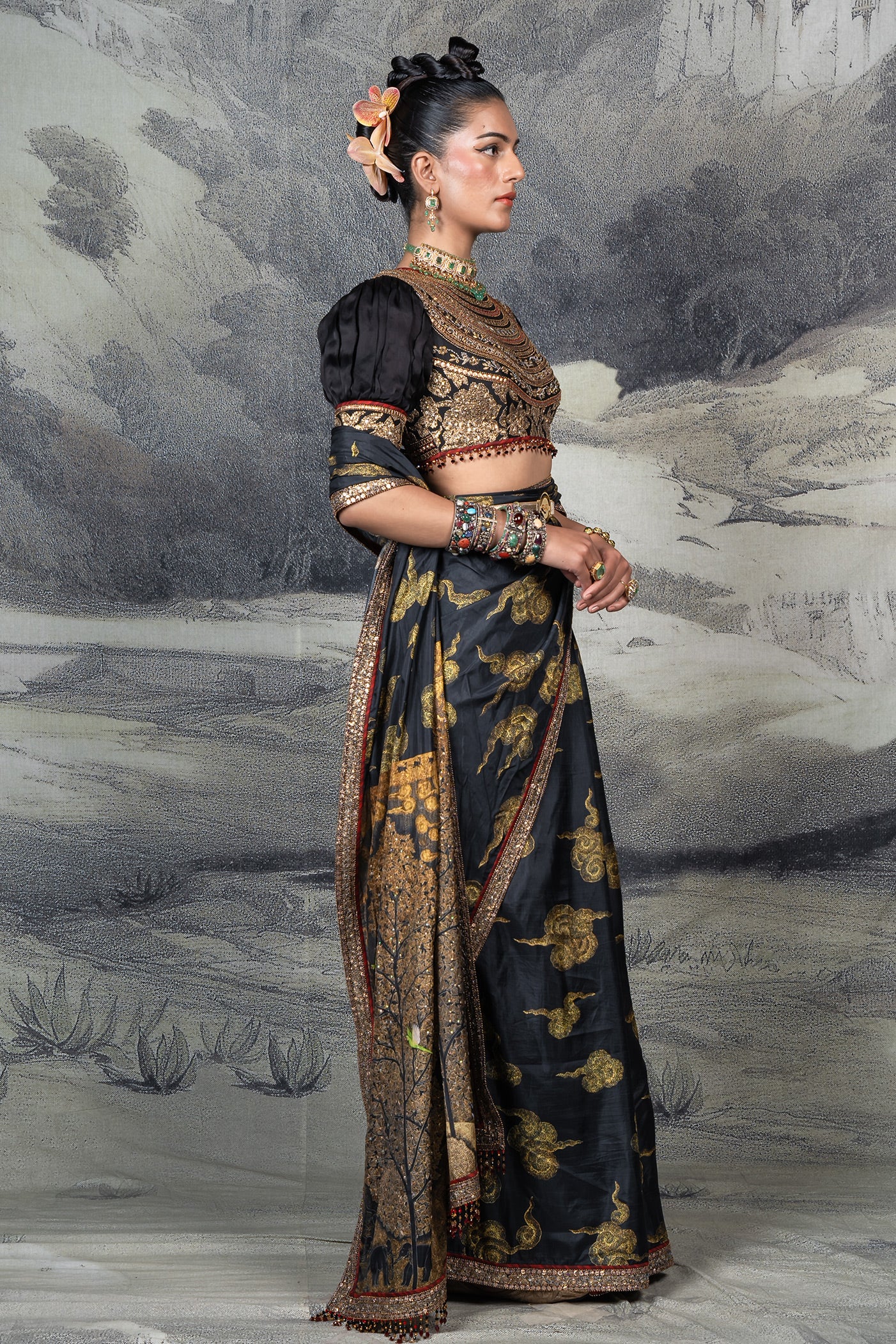 Indigo Blue Saree Set | BARODA