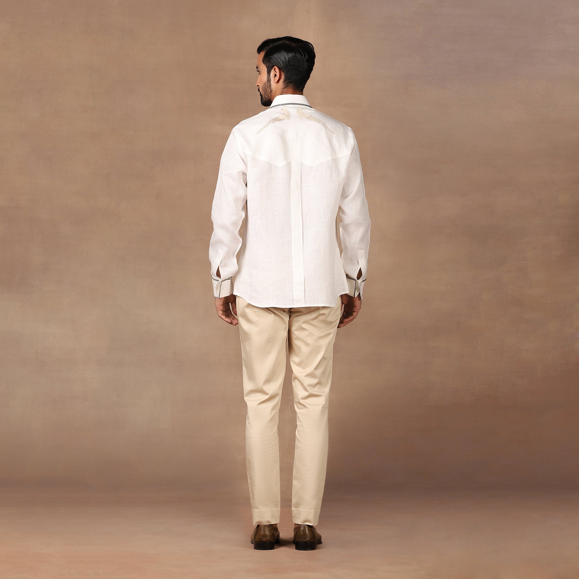 Ivory Embroidered Shirt | MURAQQA