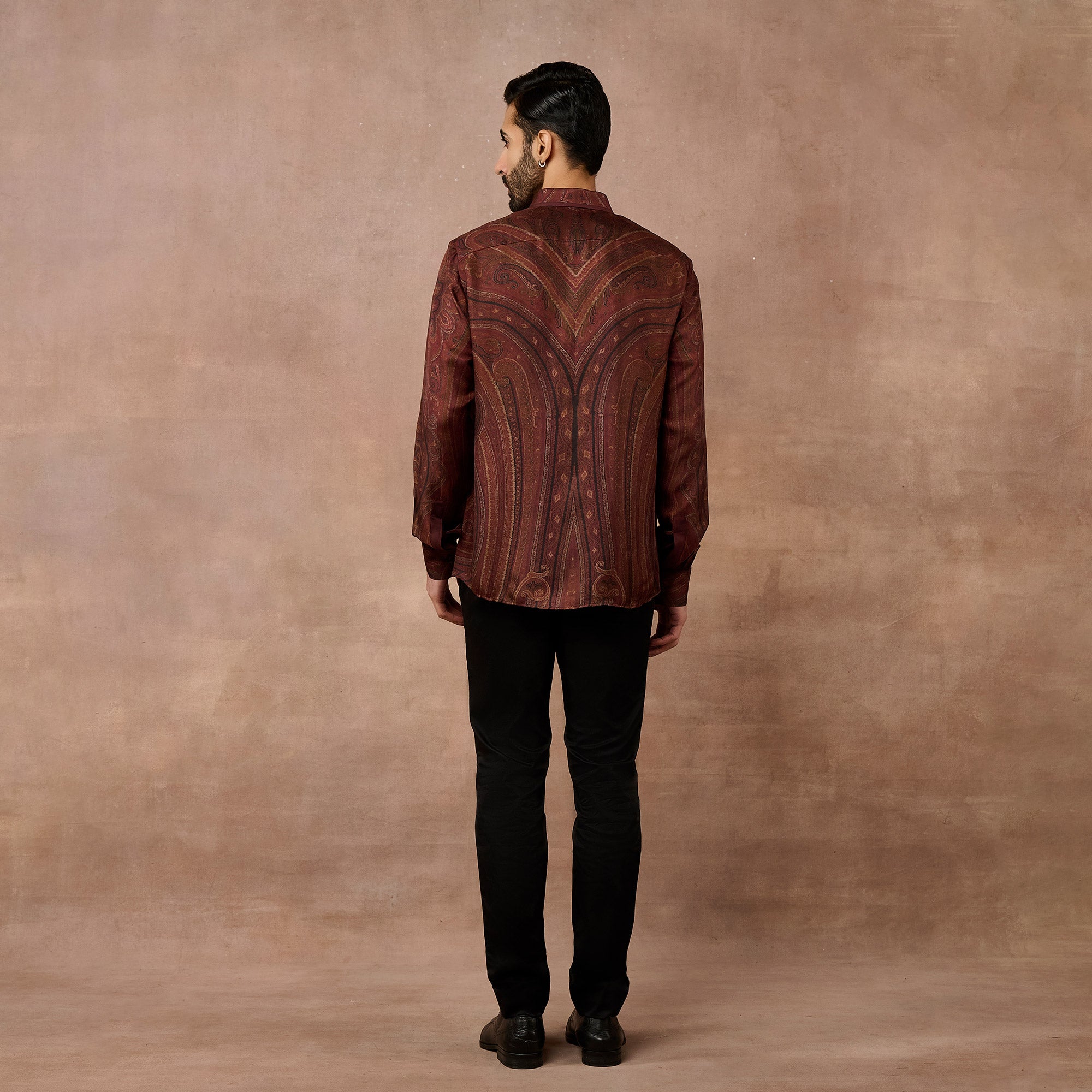 Burgundy Jamawar Shirt | EAST