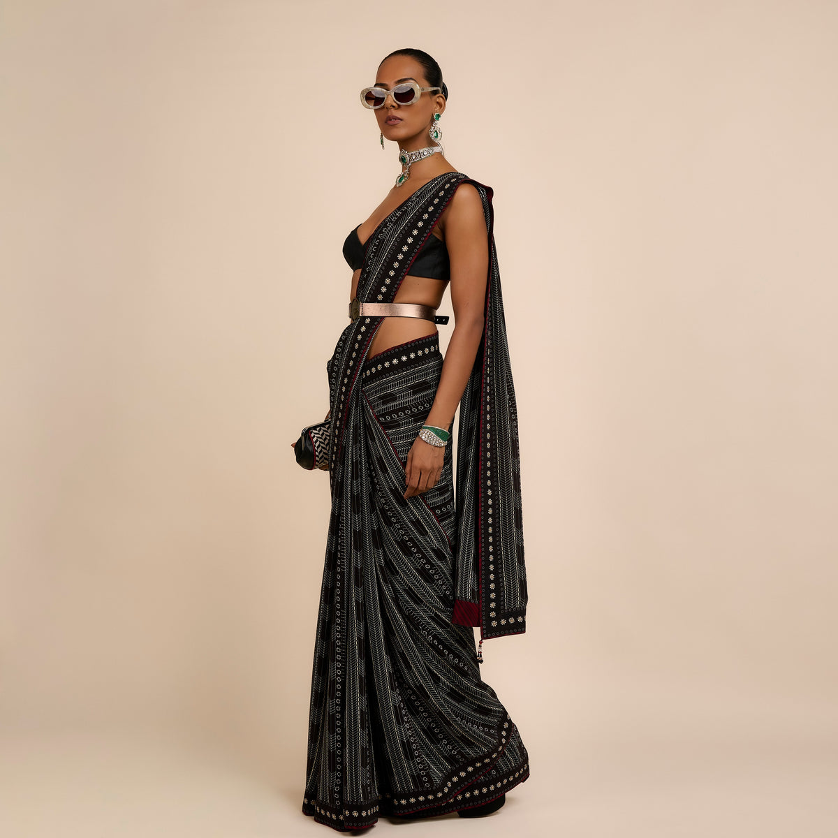 Chevron Saree Set | Festive Edit