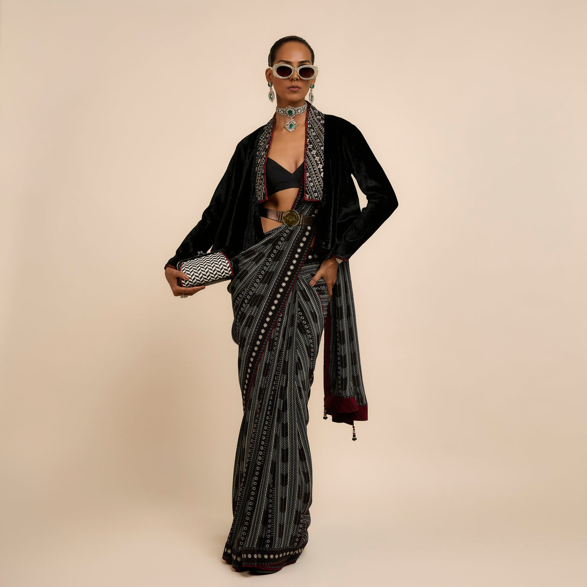 Chevron Saree Set | Festive Edit