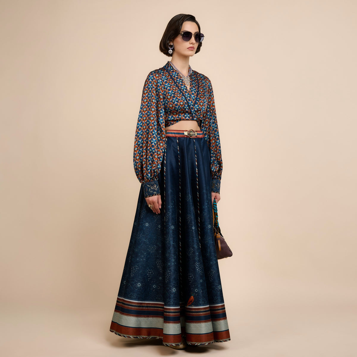 Midnight Blue Skirt Set | Festive Edit