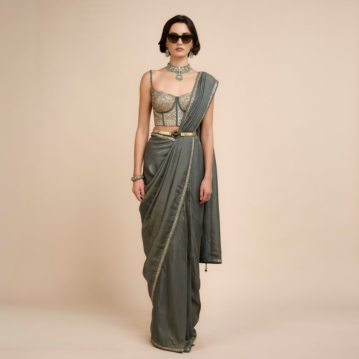 SAGE GREEN SAREE SET | Festive Edit