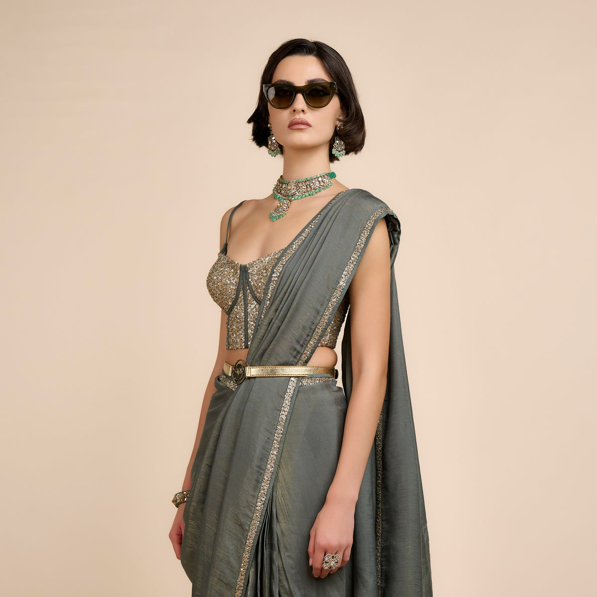 SAGE GREEN SAREE SET | Festive Edit