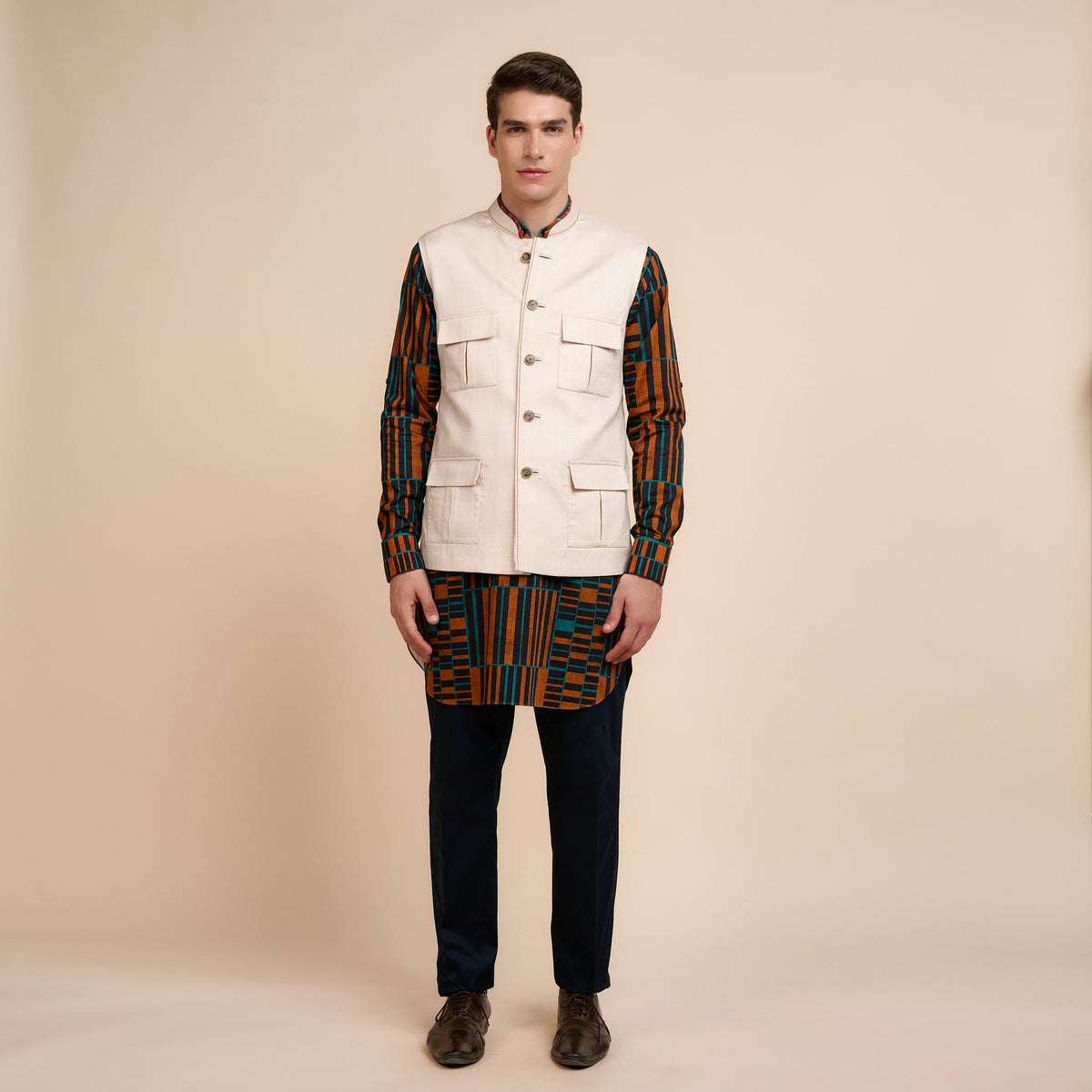 Crème Ivory Nehru Jacket | Festive Edit