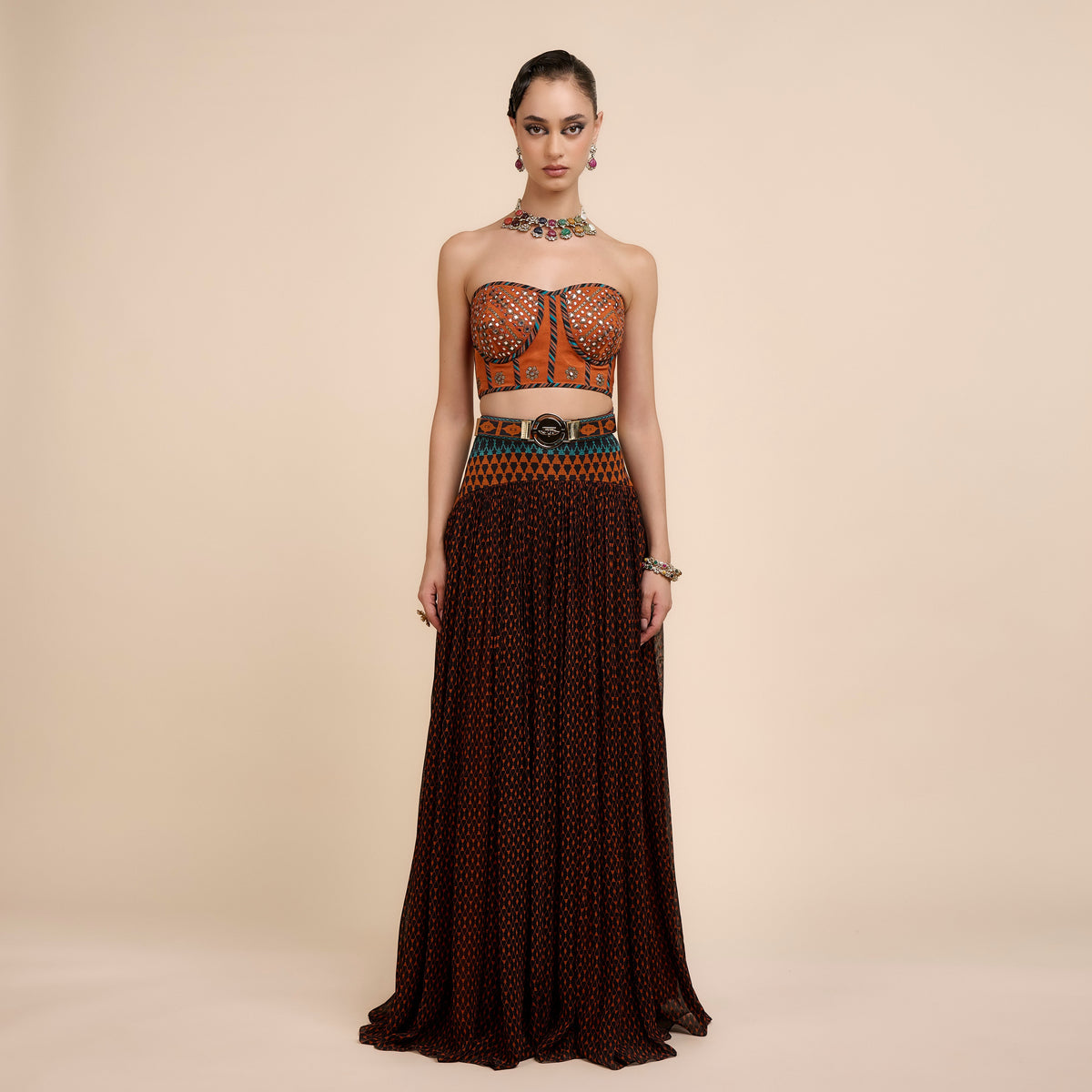 Rust Orange Skirt Set | Festive Edit