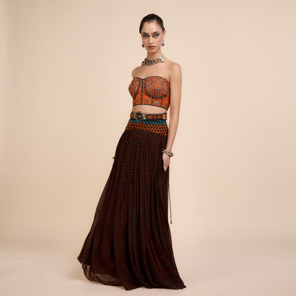 Rust Orange Skirt Set | Festive Edit