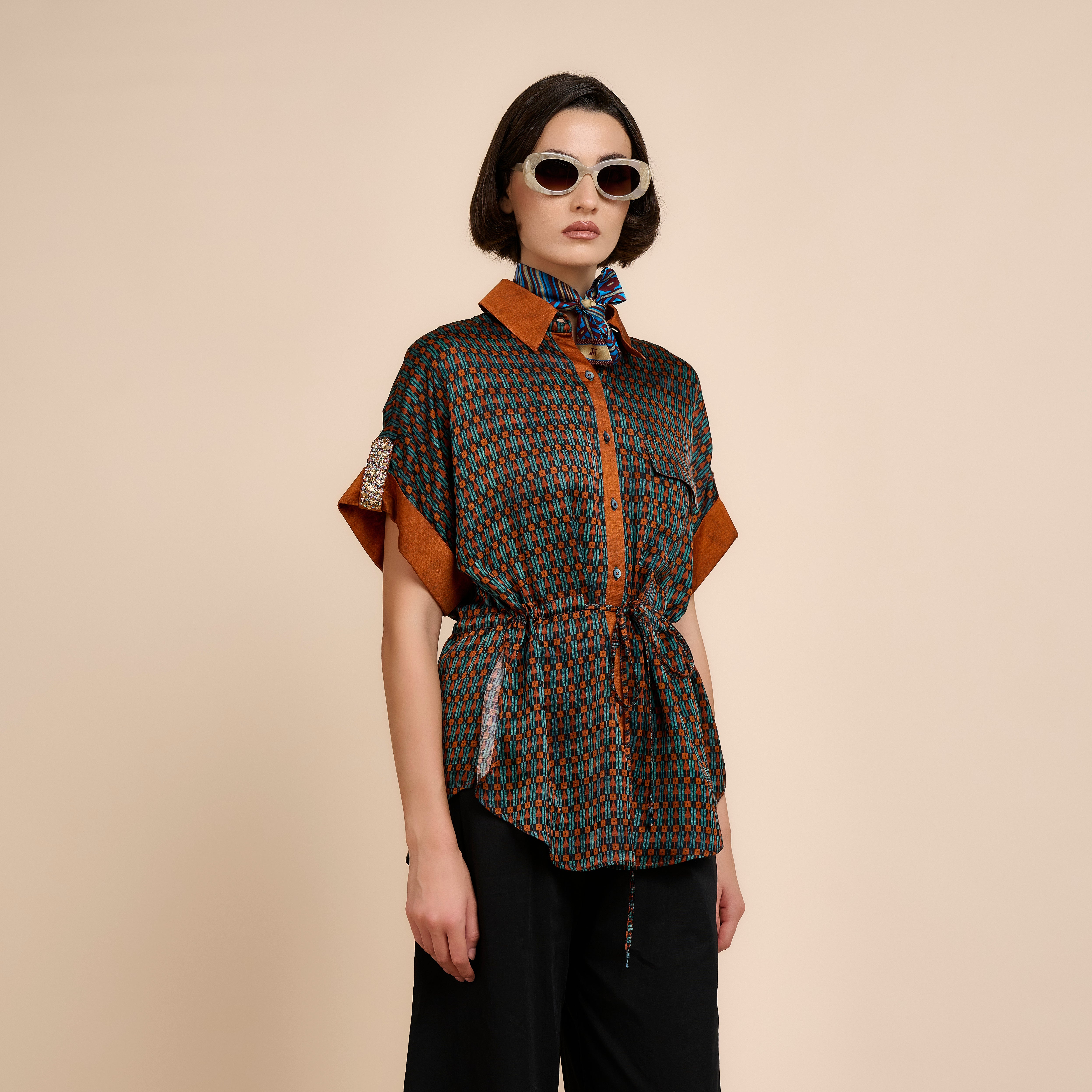 Teal Blue - Orange Top | Nau