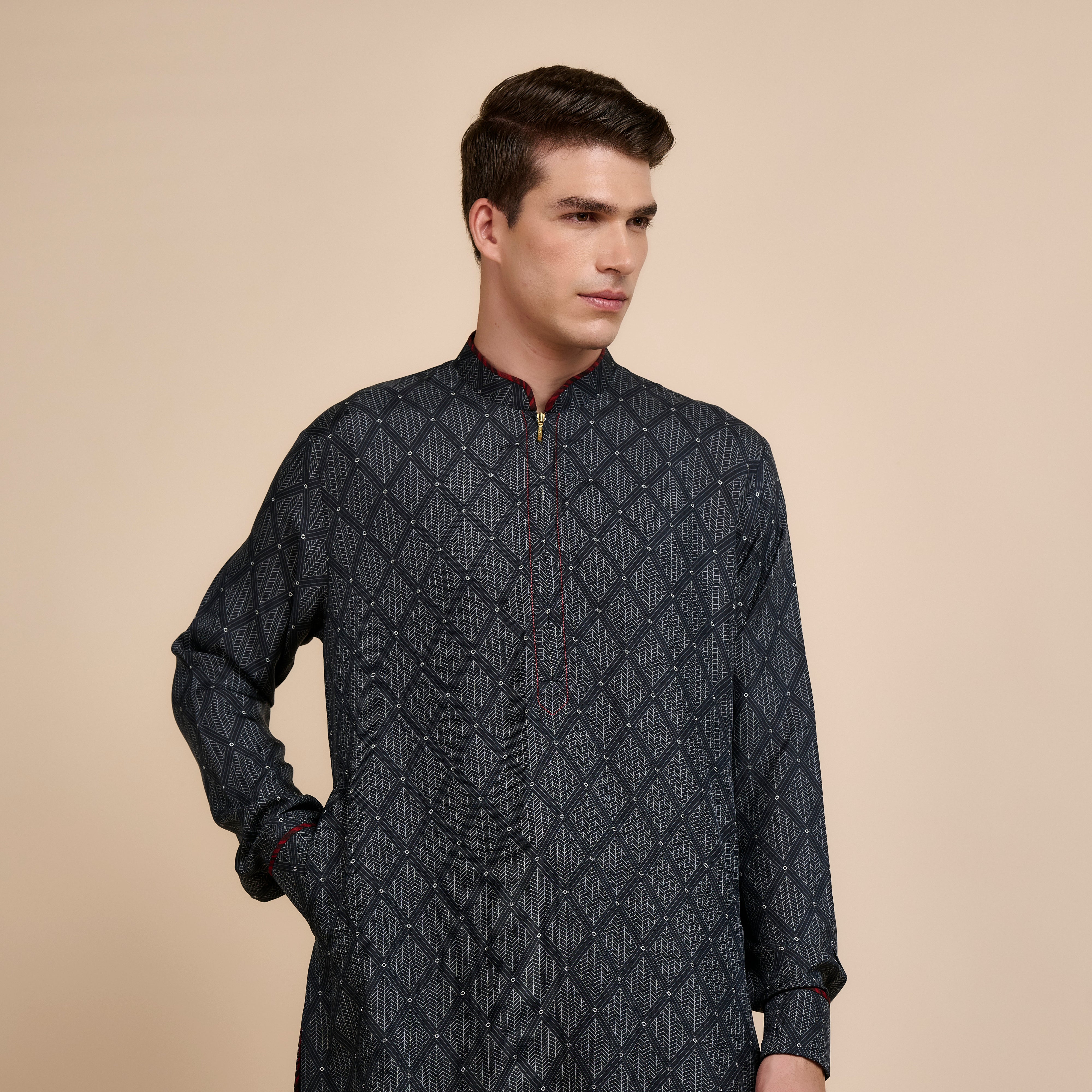 Midnight Black Printed Kurta | Nau