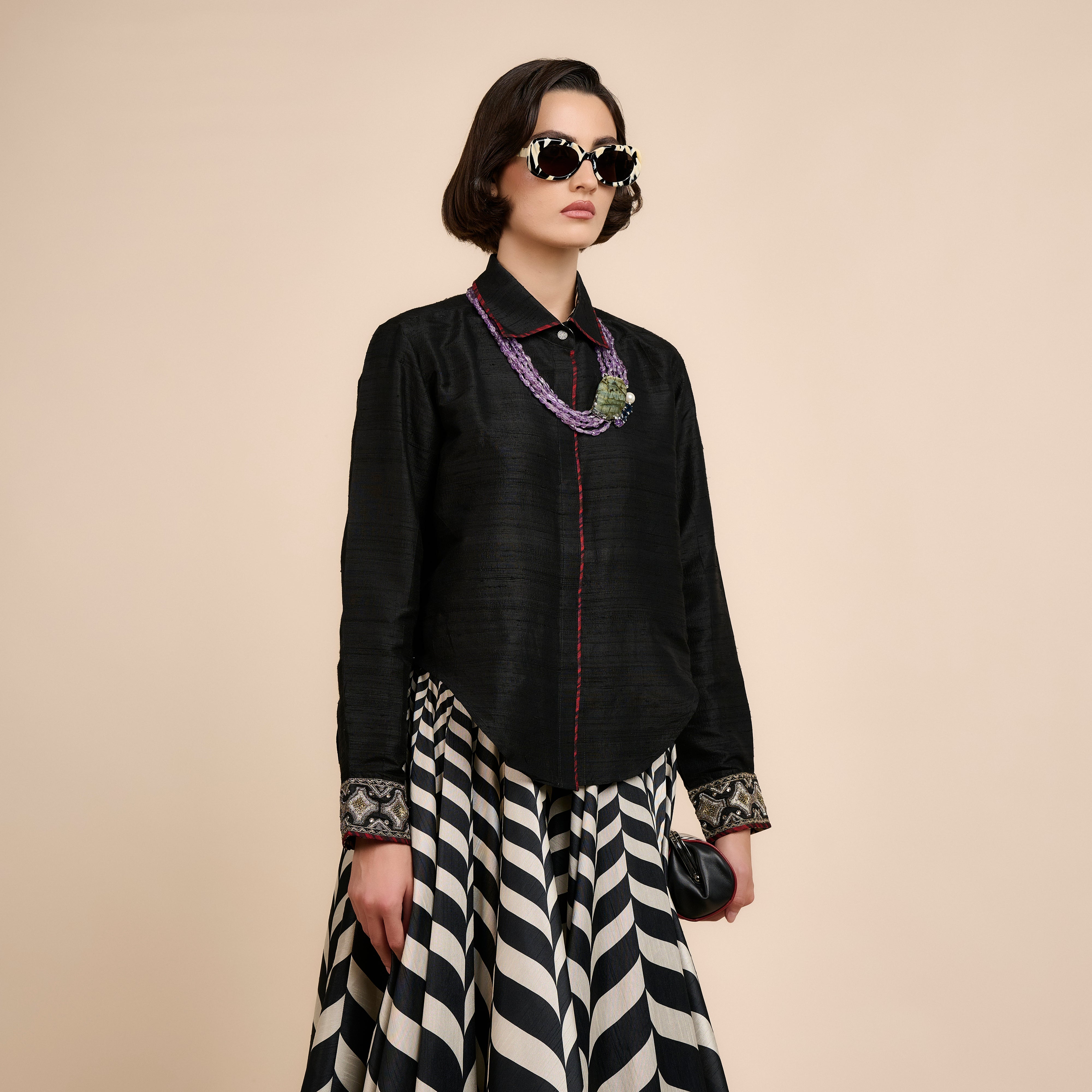 Noir Chevron Skirt Set | Nau