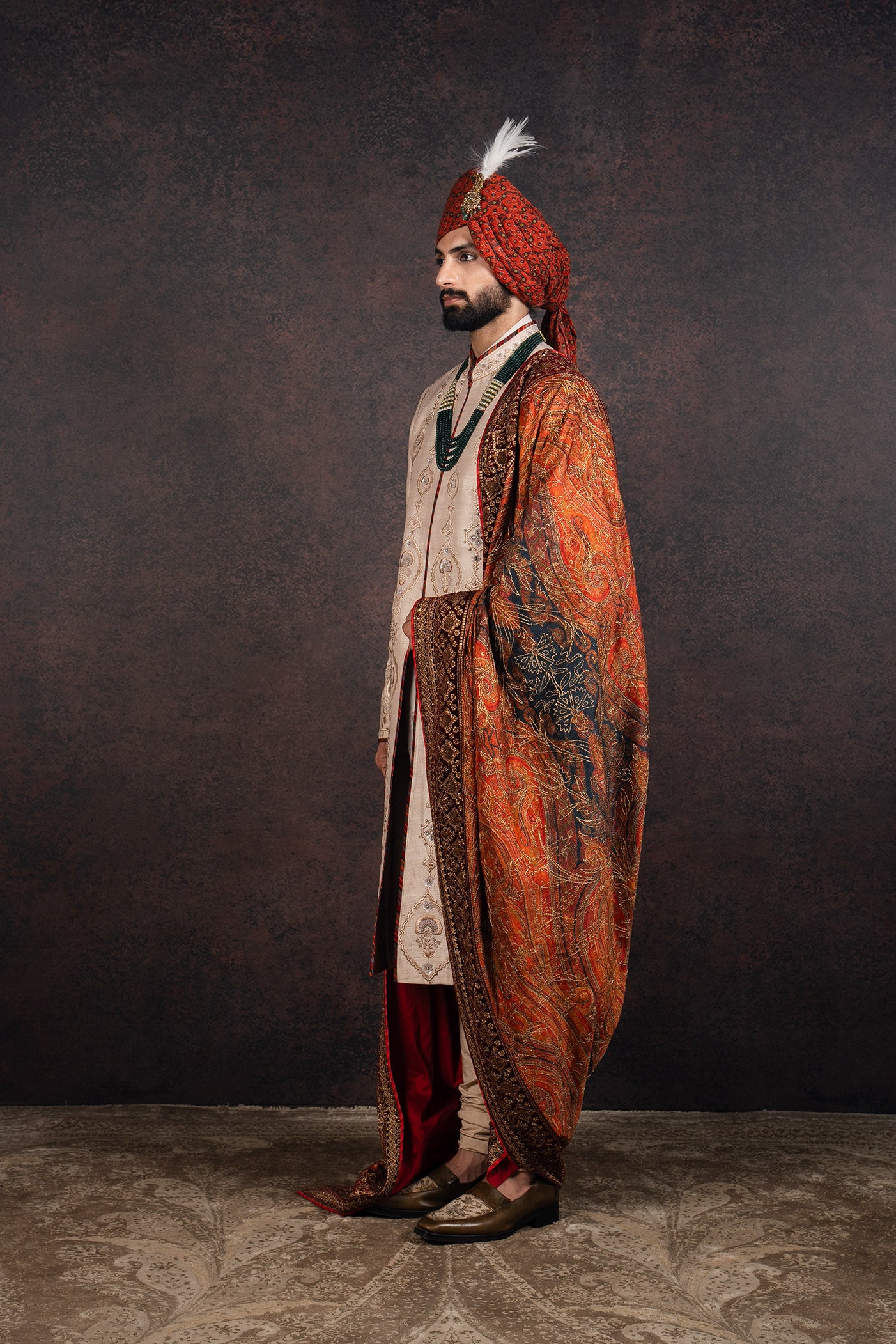 Jamawar Printed and Embroidered Stole | MURAQQA