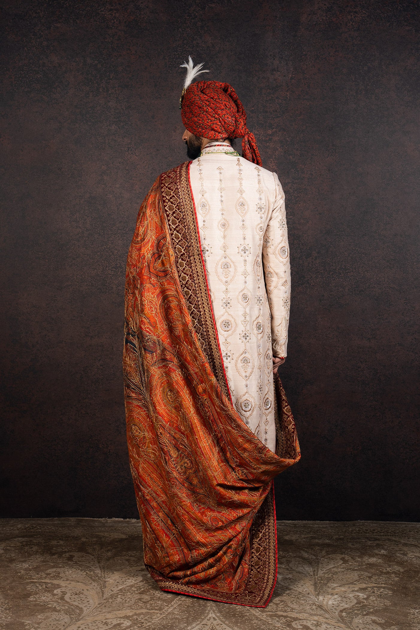 Jamawar Printed and Embroidered Stole | MURAQQA