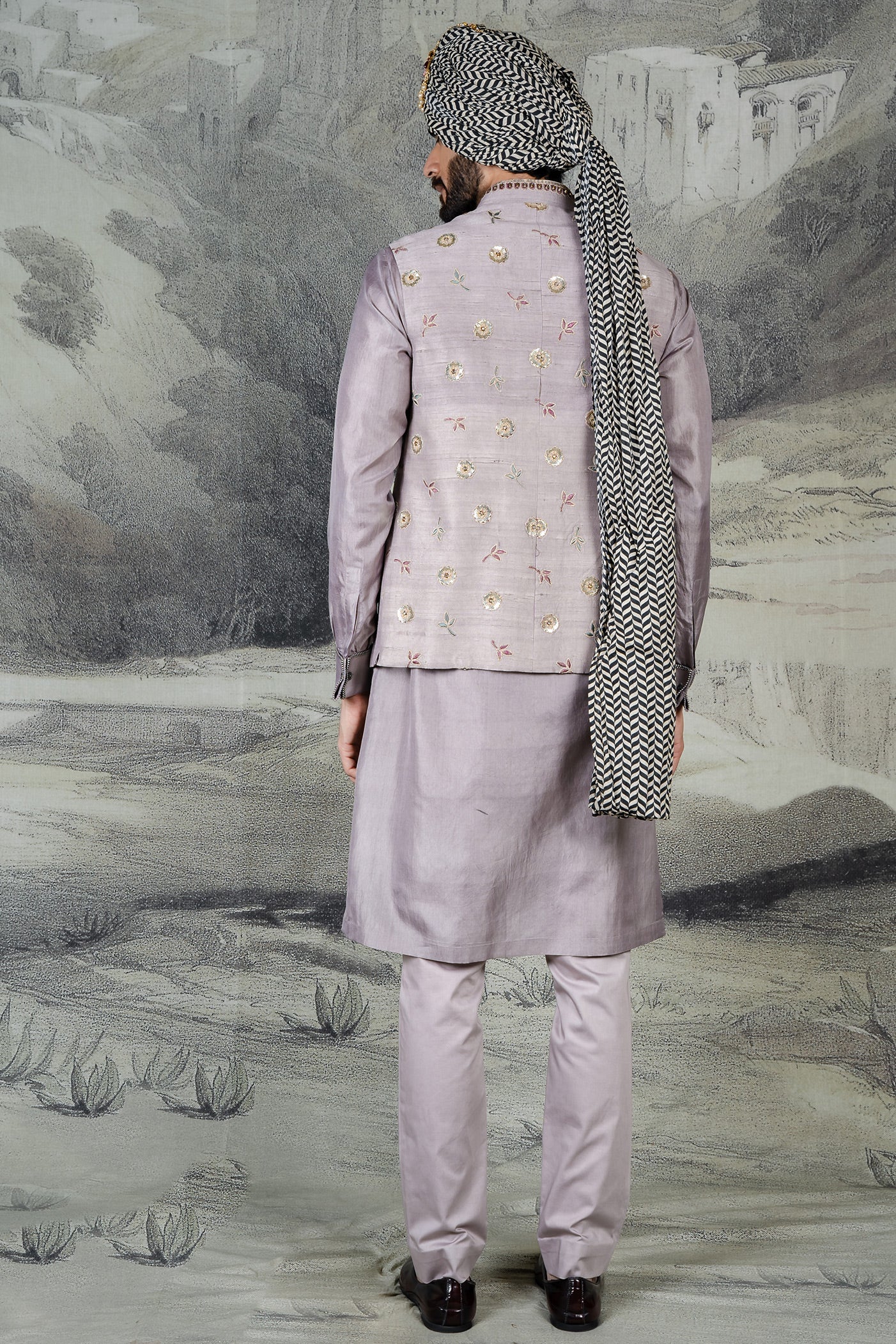 Lilac Nehru Jacket Set  | BARODA
