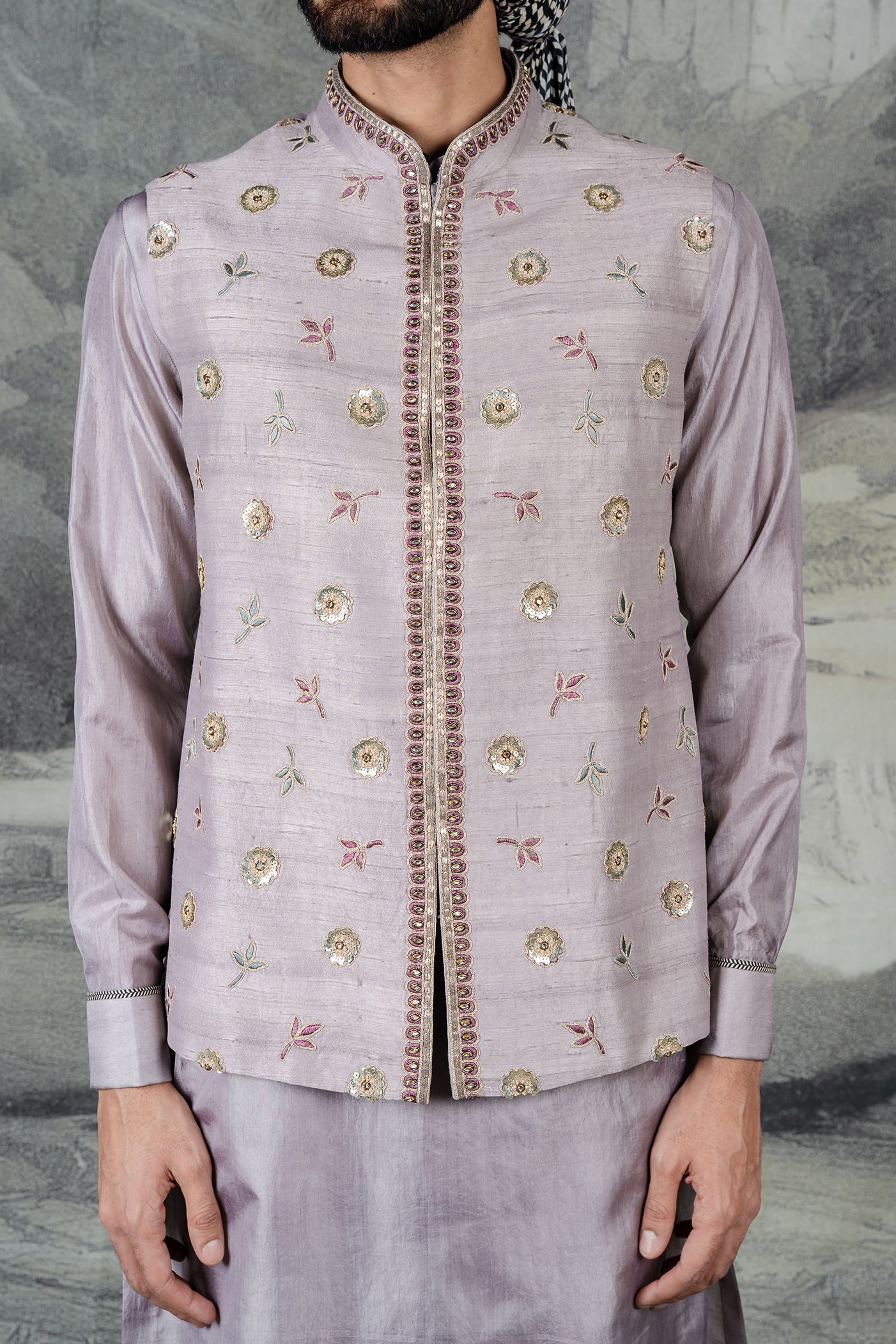 Lilac Nehru Jacket Set  | BARODA