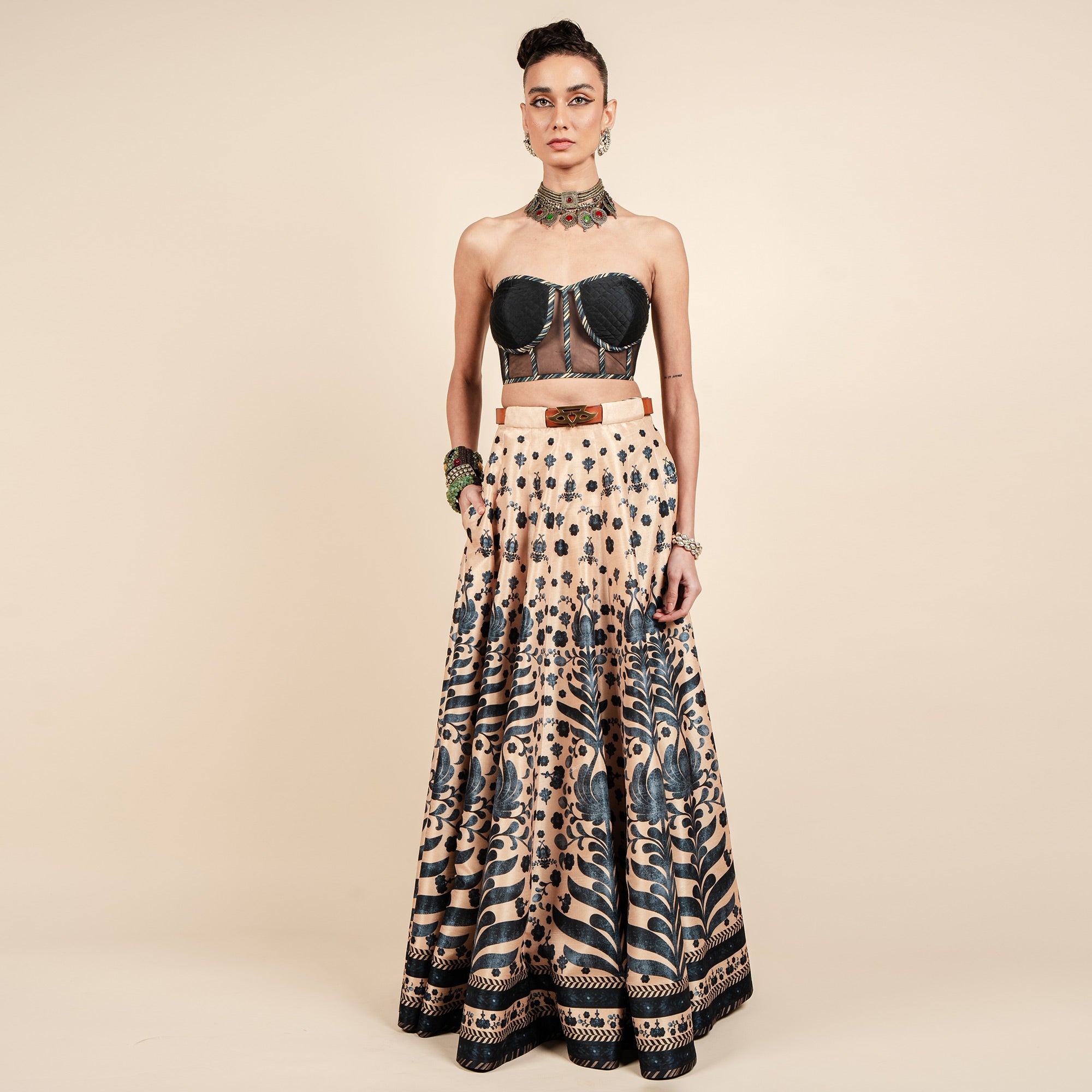 Midnight Blue Corset Skirt Set | CHAR