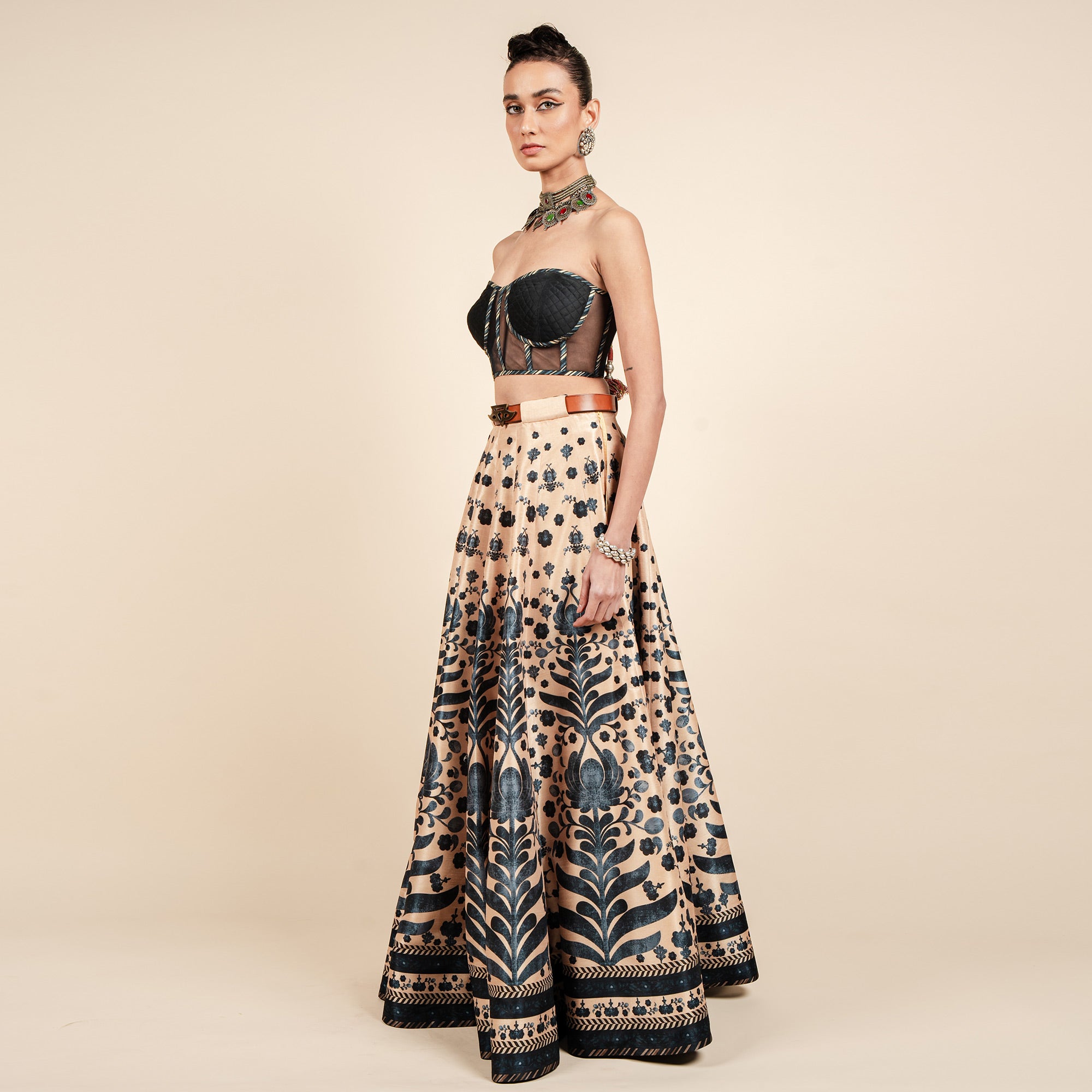 Midnight Blue Corset Skirt Set | CHAR