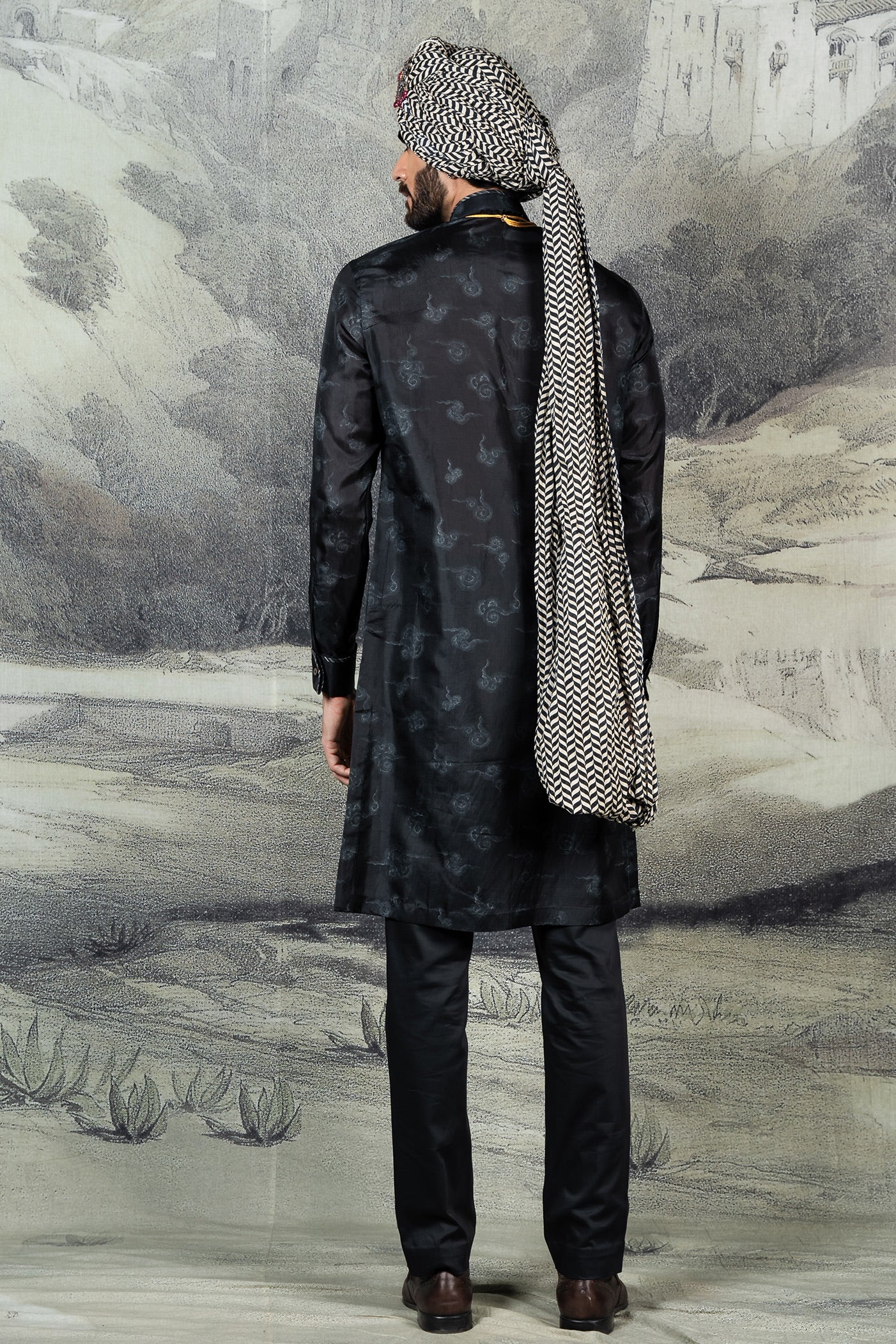 Midnight Blue Printed Kurta Set | BARODA