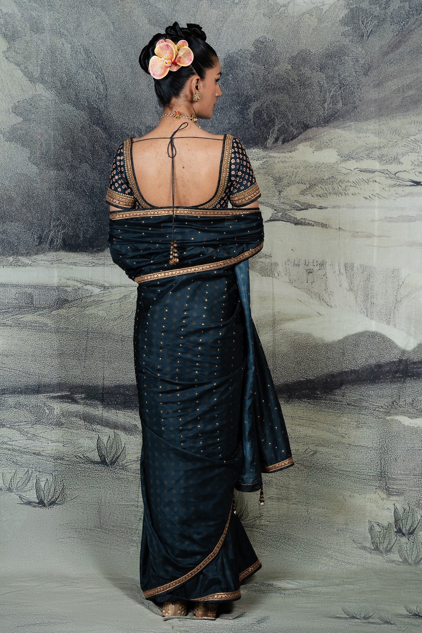 Midnight Blue Saree Set | BARODA