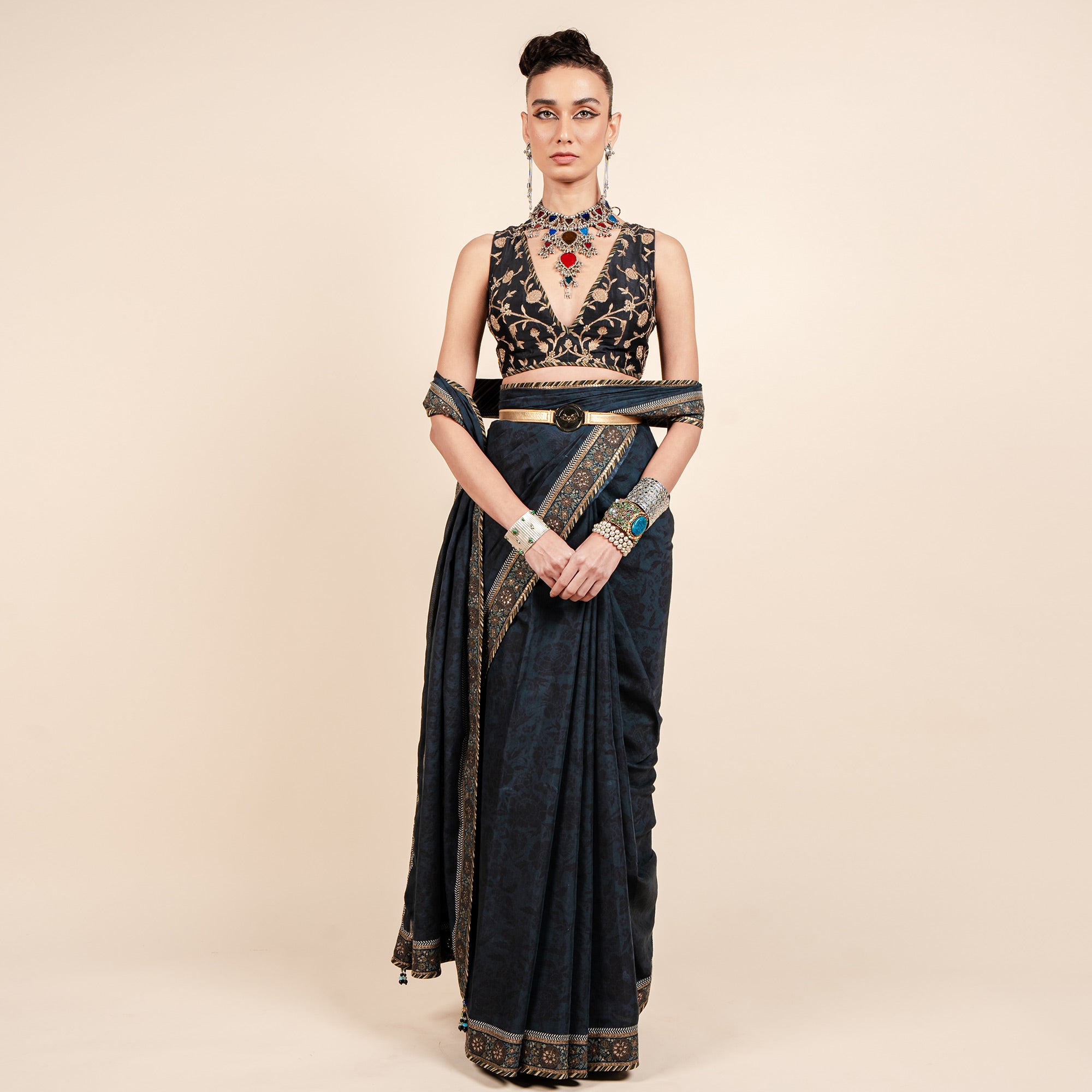 Midnight Blue Saree Set | CHAR