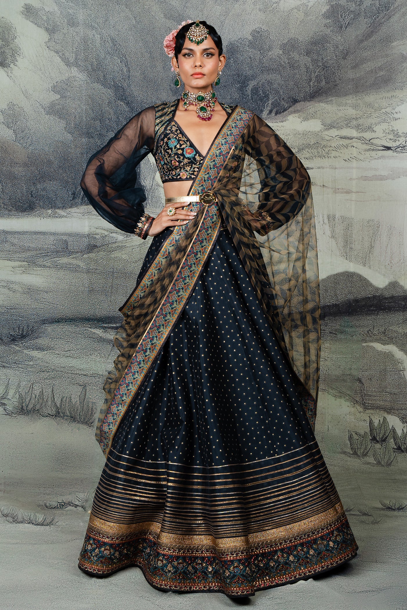 Midnight Blue Skirt Set | BARODA