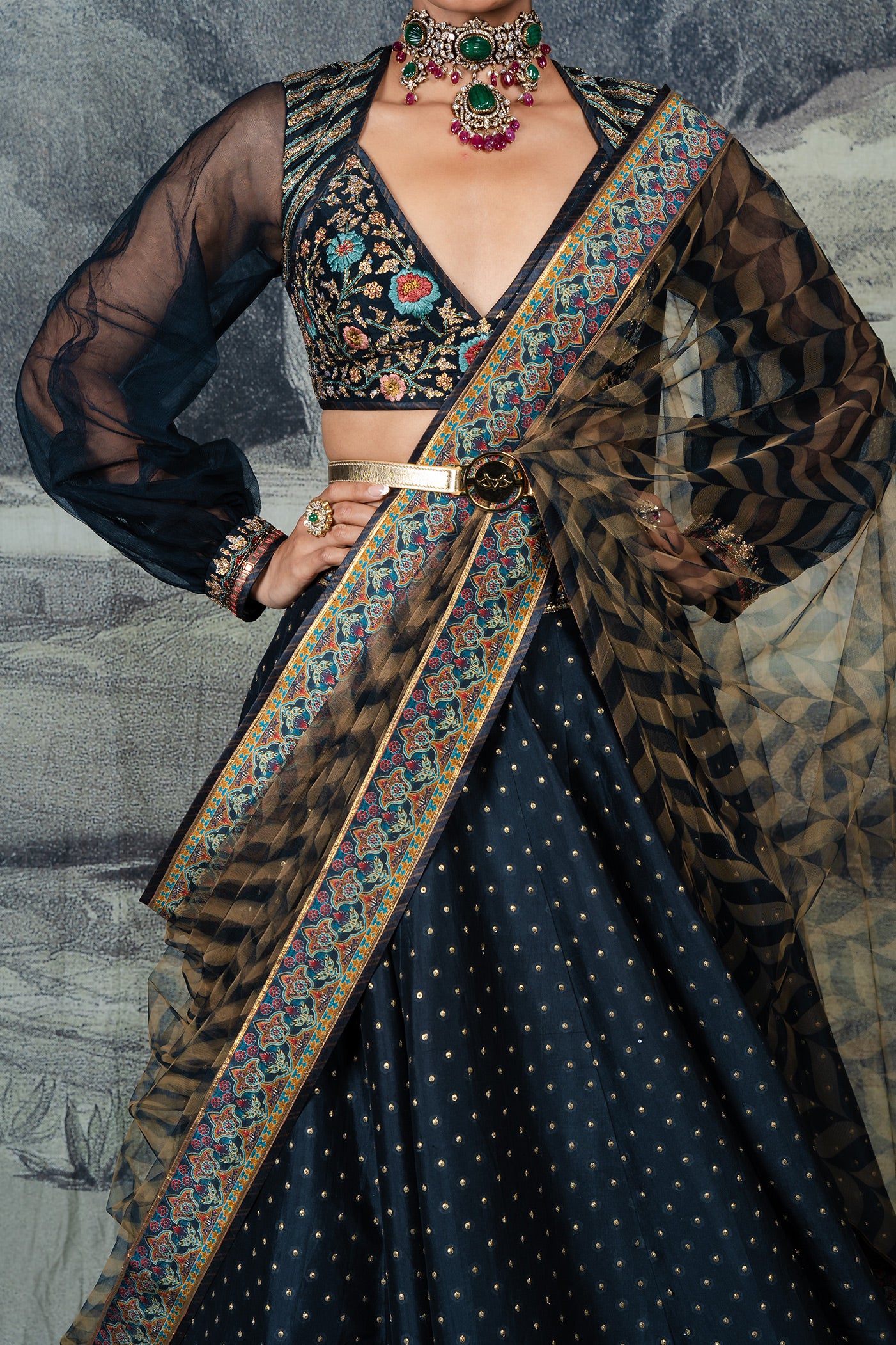 Midnight Blue Skirt Set | BARODA