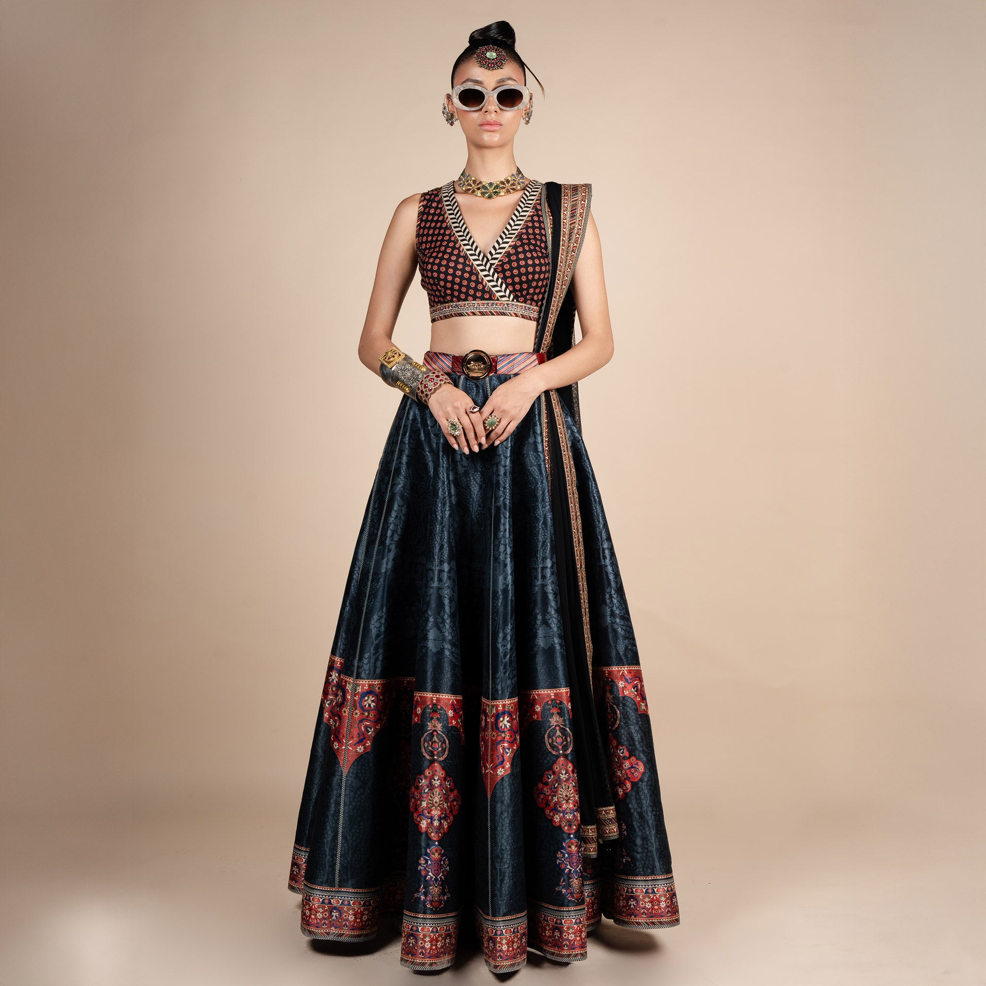 Rich Black Tulle Stole | PANJ