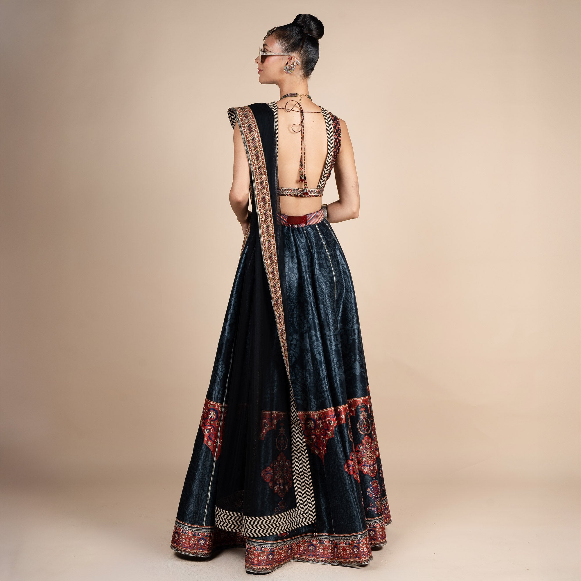 Rich Black Tulle Stole | PANJ