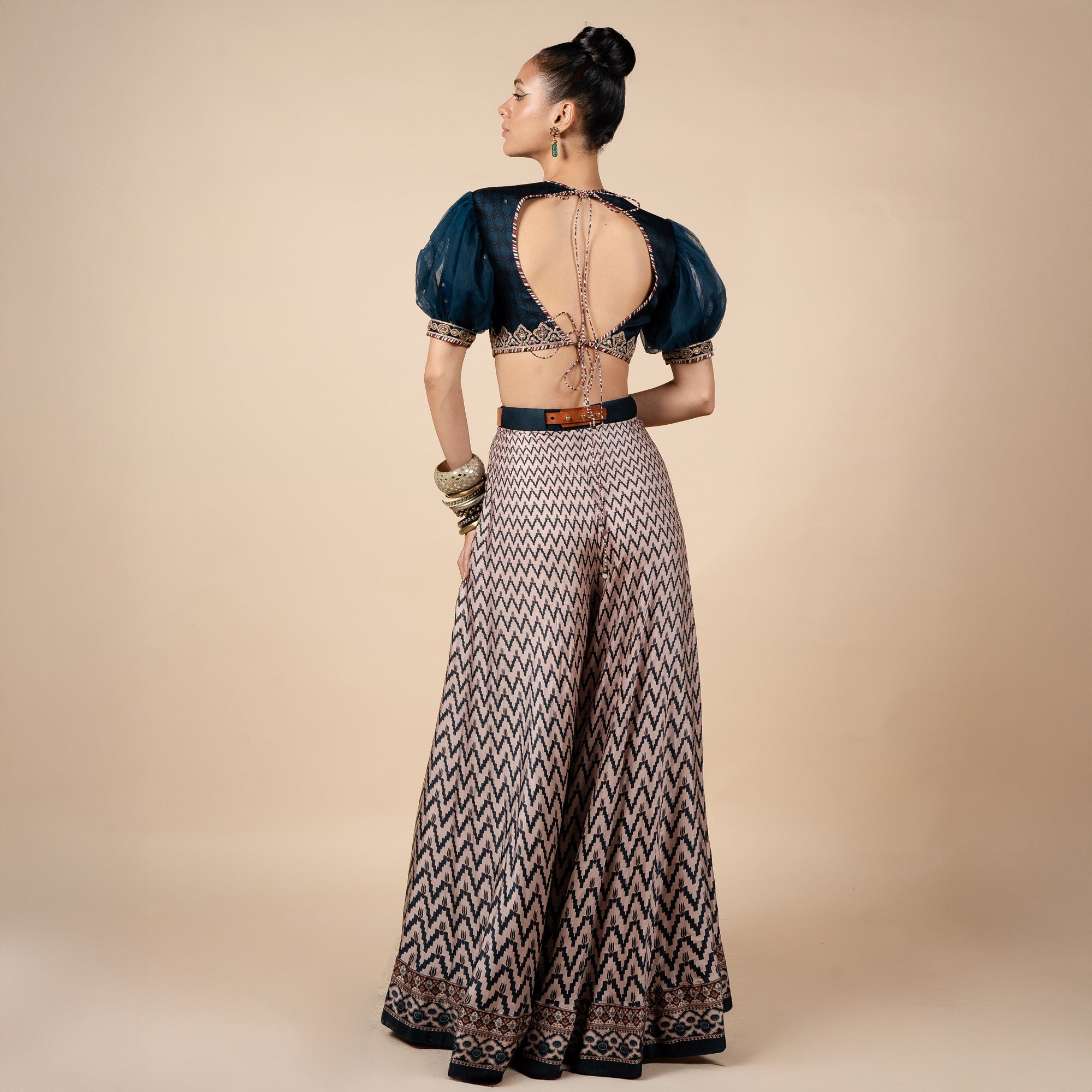 Midnight Blue and Nugrey Sharara Set | PANJ