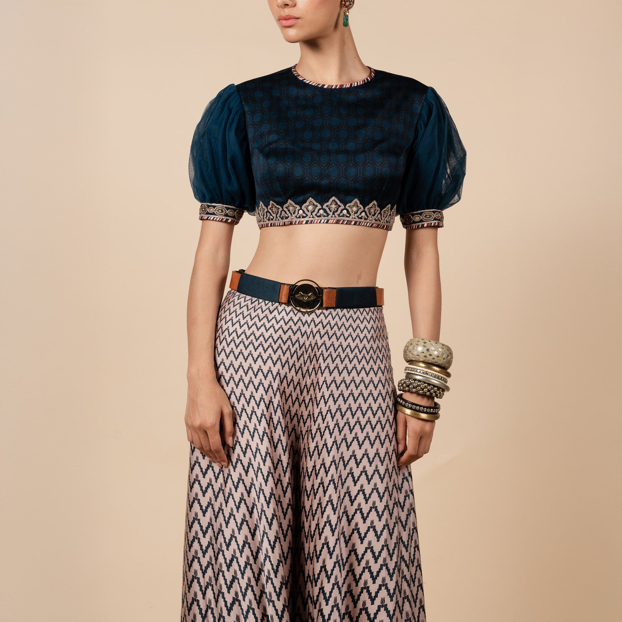 Midnight Blue and Nugrey Sharara Set | PANJ