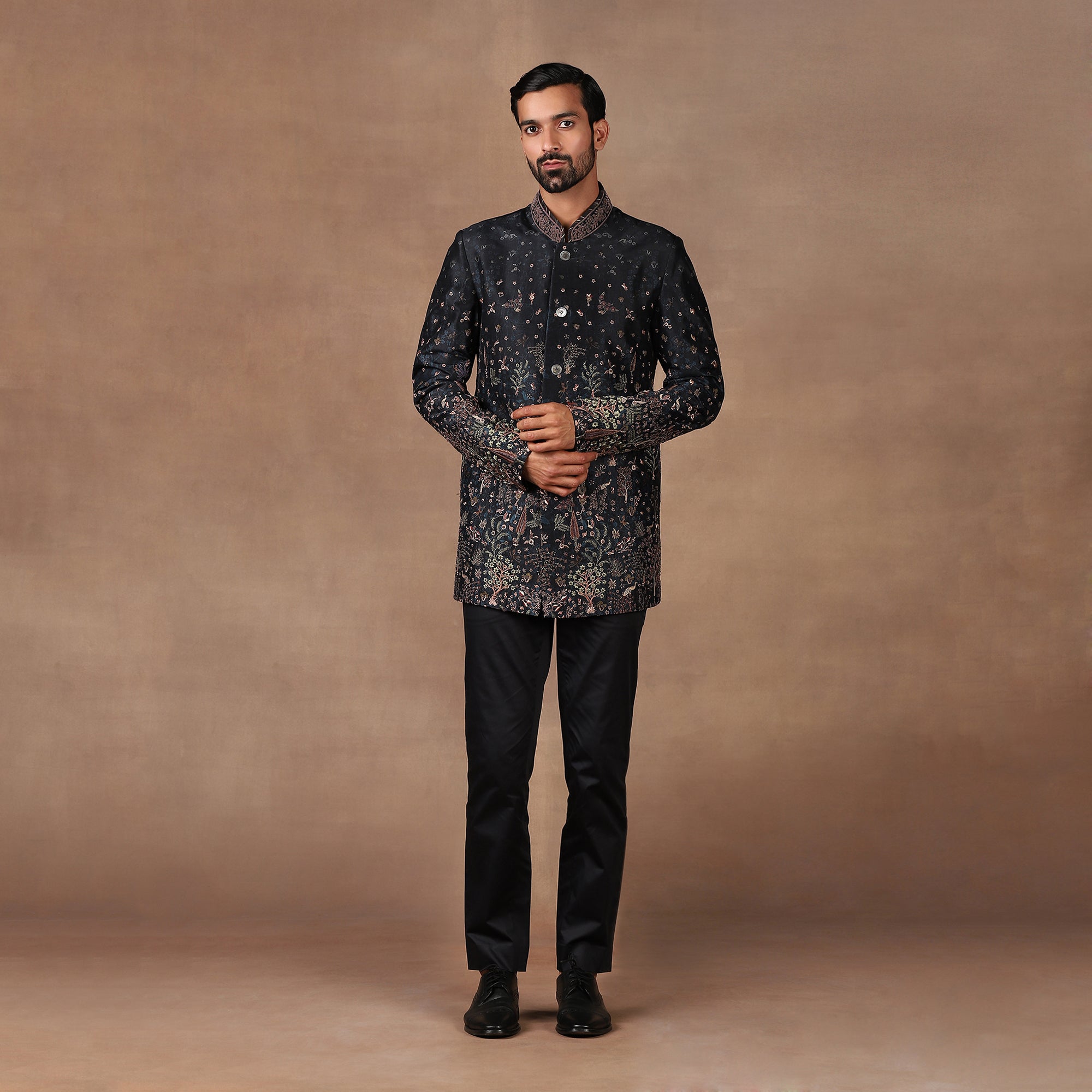 Midnight Blue Bandhgala Set | MURAQQA