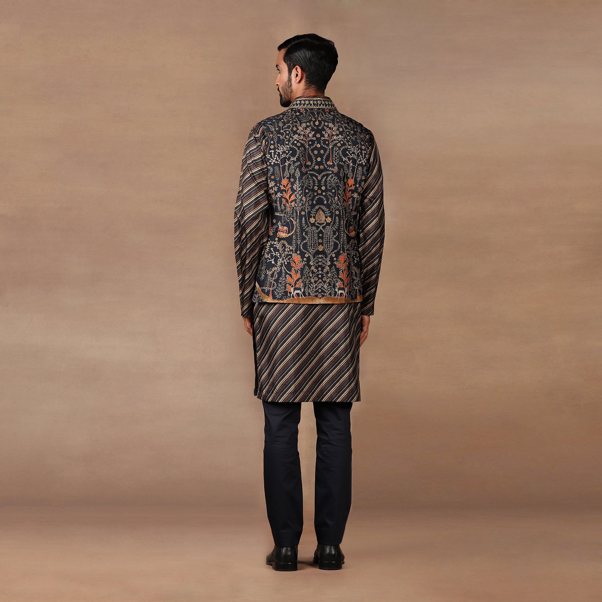 Midnight Blue Nehru Jacket Set | MURAQQA