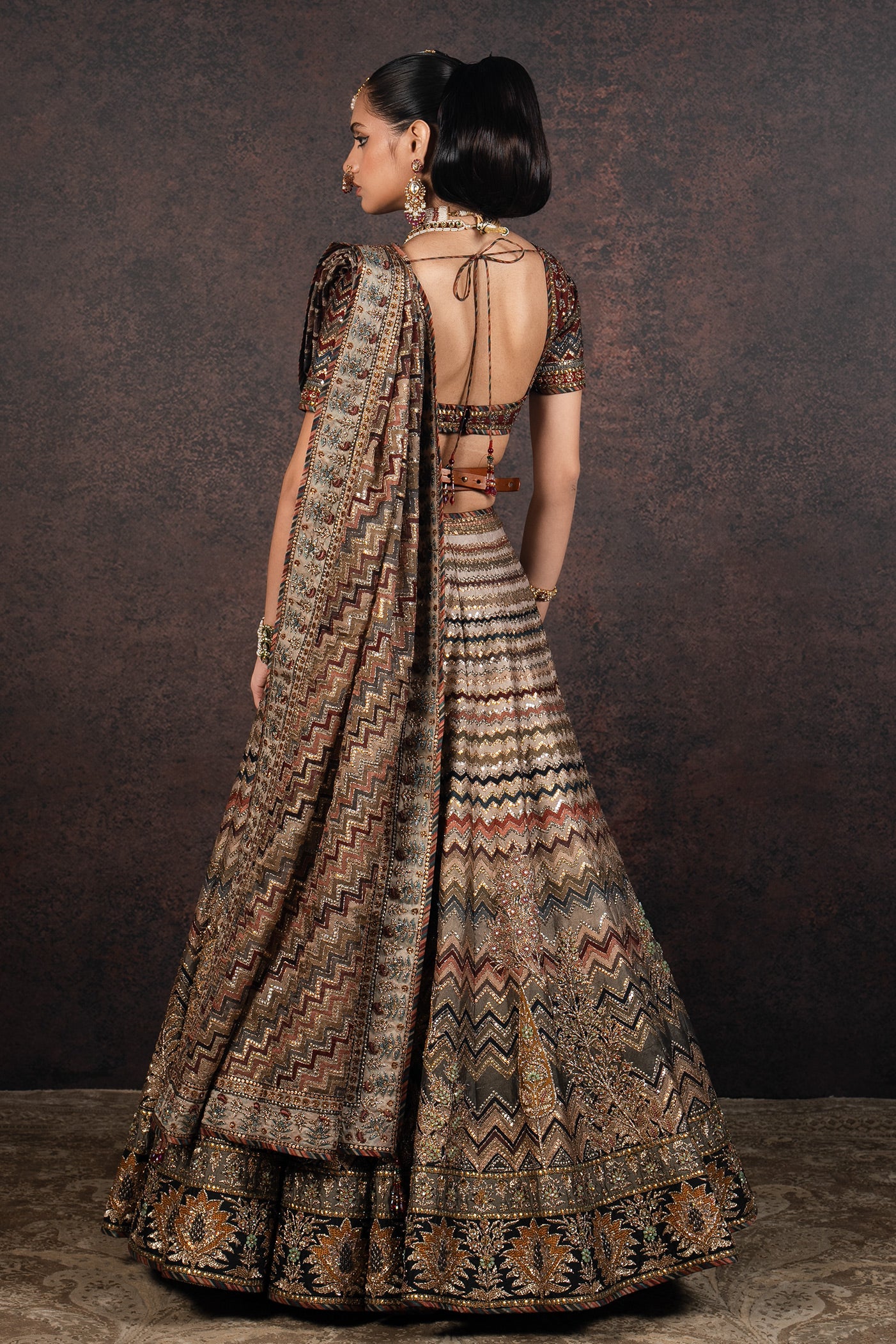 Multi Earthy Hued Lehenga Set | MURAQQA