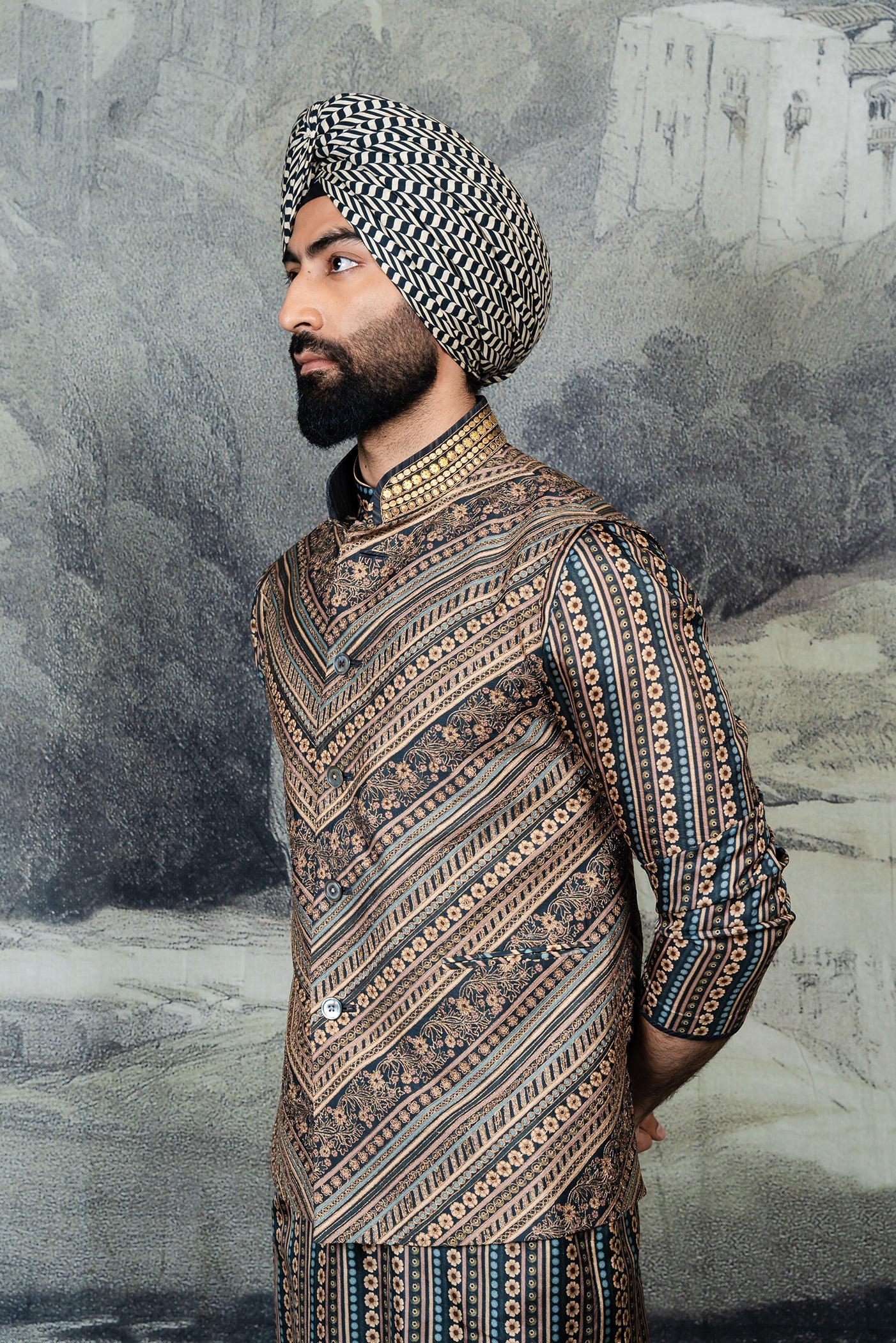 Multicolored Nehru Jacket Set | BARODA