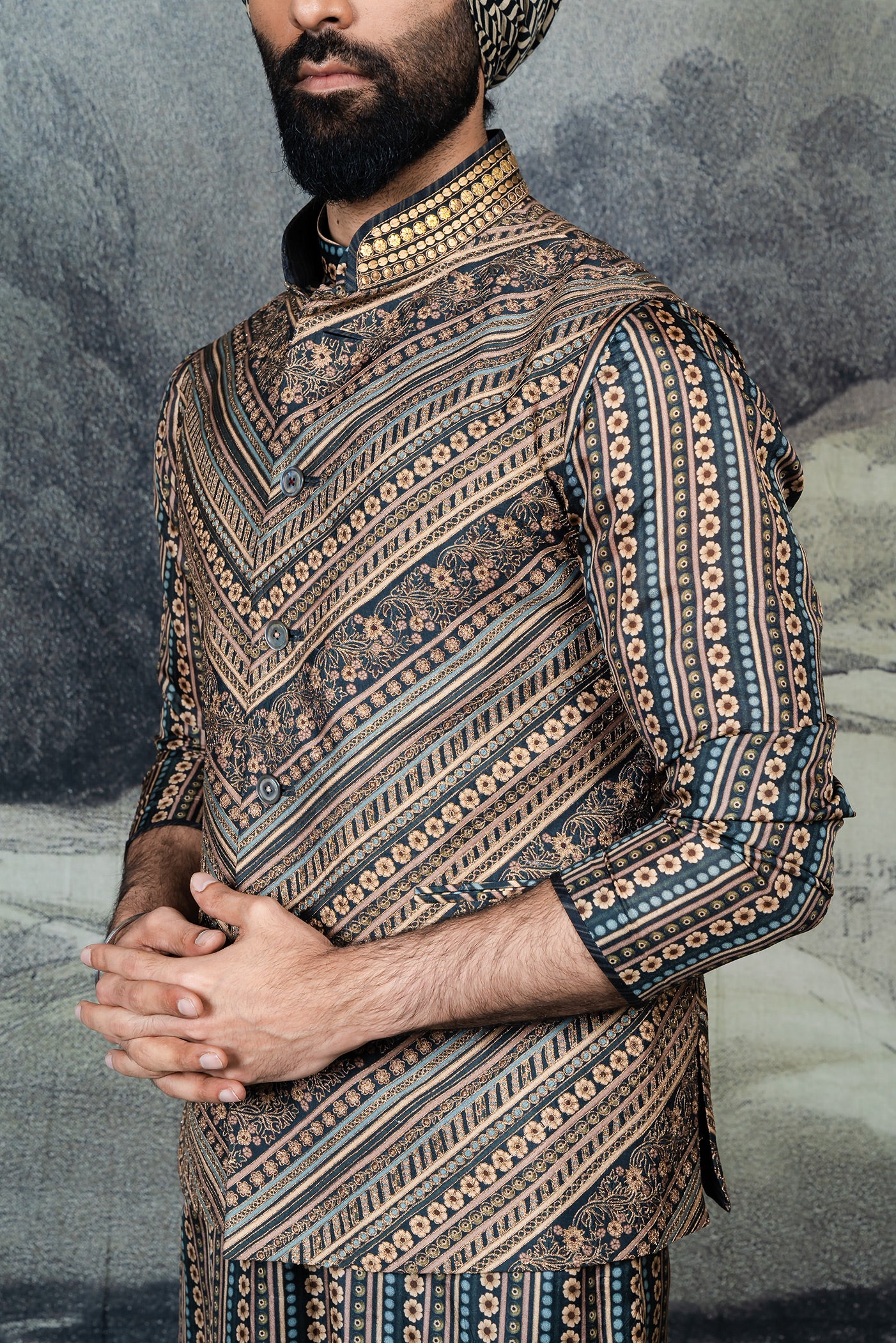 Multicolored Nehru Jacket Set | BARODA