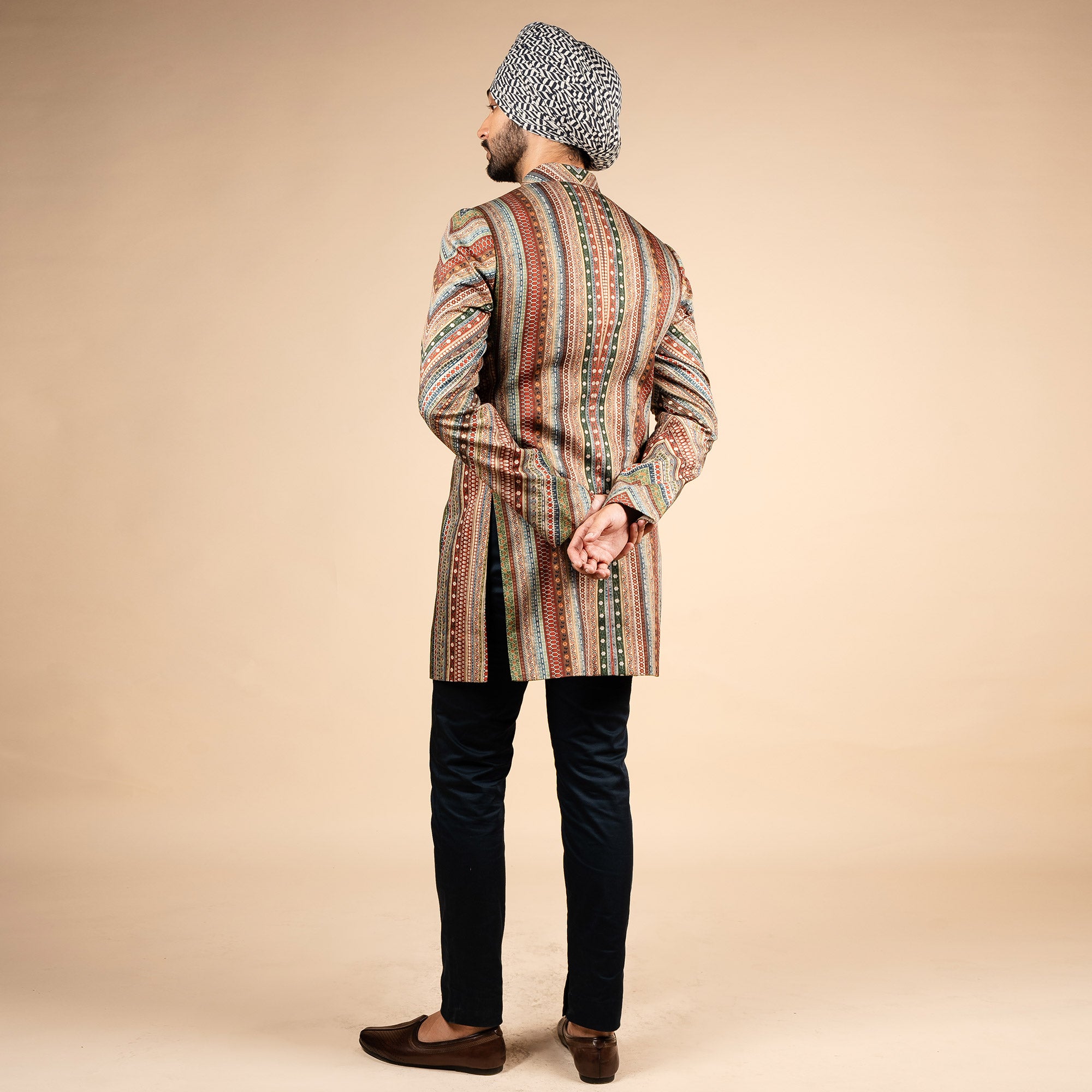 Multicolored Striped Bandhgala | PANJ